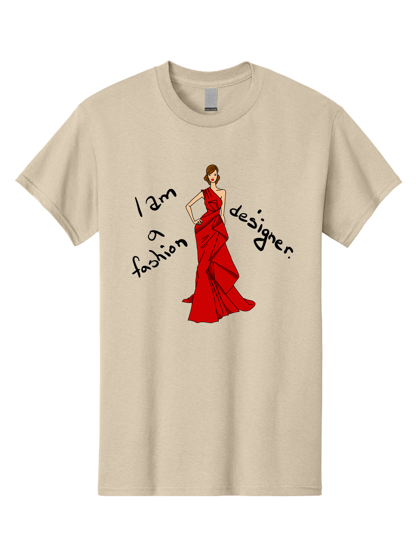 I-Am-A-Fashion-Designer Men'S Graphic Tee, 100% Cotton, Comfortable Casual Summer Wear, Machine Washable, Fashion Designer, Stylish Woman, Red Dress, Elegant Pose, Fashion Statement, Design Inspiration, Fashion Illustration, - Aaa057 27