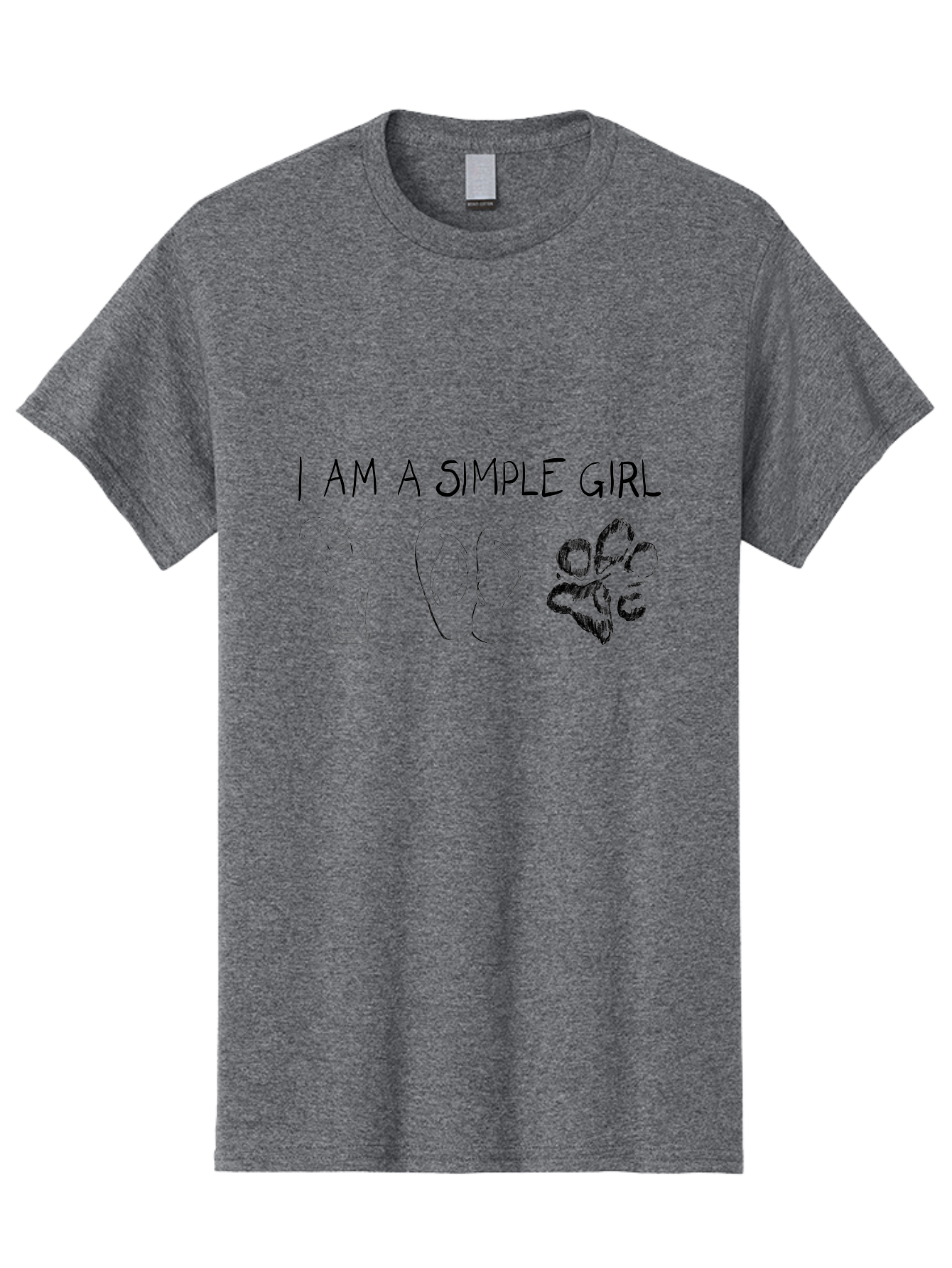 I-Am-A-Simple-Girl Men'S Graphic Tee, 100% Cotton, Comfortable Casual Summer Wear, Machine Washable, Simple Girl Quote, Cute Illustrations, Cocktail Drink, Flip Flops, Dog Paw, Casual Lifestyle, Relaxed Vibe, Fun Design - Aaa058 21