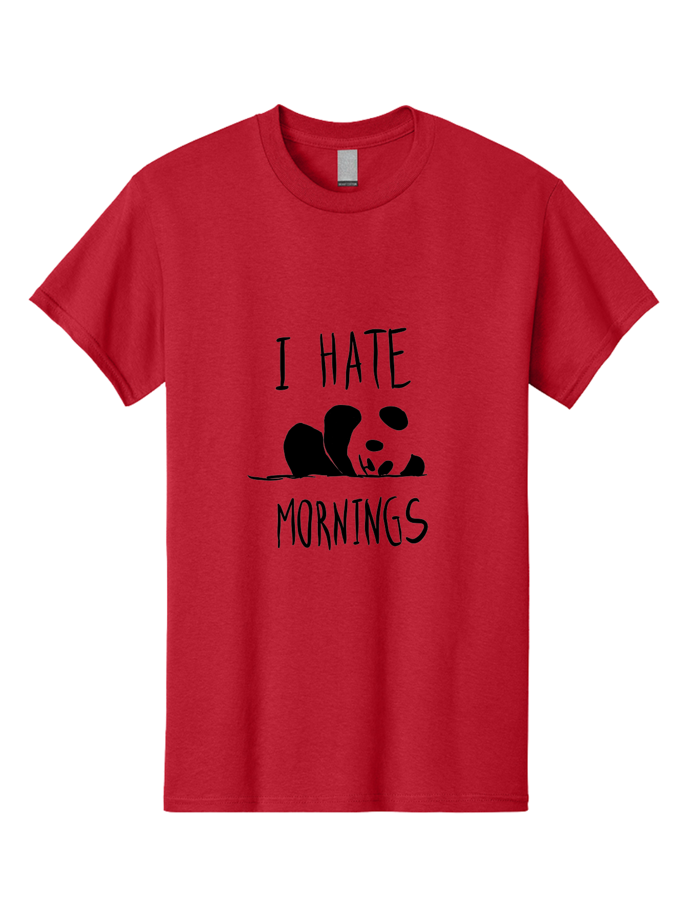 I-Hate-Mornings Men'S Graphic Tee, 100% Cotton, Comfortable Casual Summer Wear, Machine Washable, Funny Quote, Morning Humor, Cartoon Panda, Grumpy Mood, Humorous Design, Inspirational Quote, Motivational Phrase, Cute Illustration - Aaa062 19