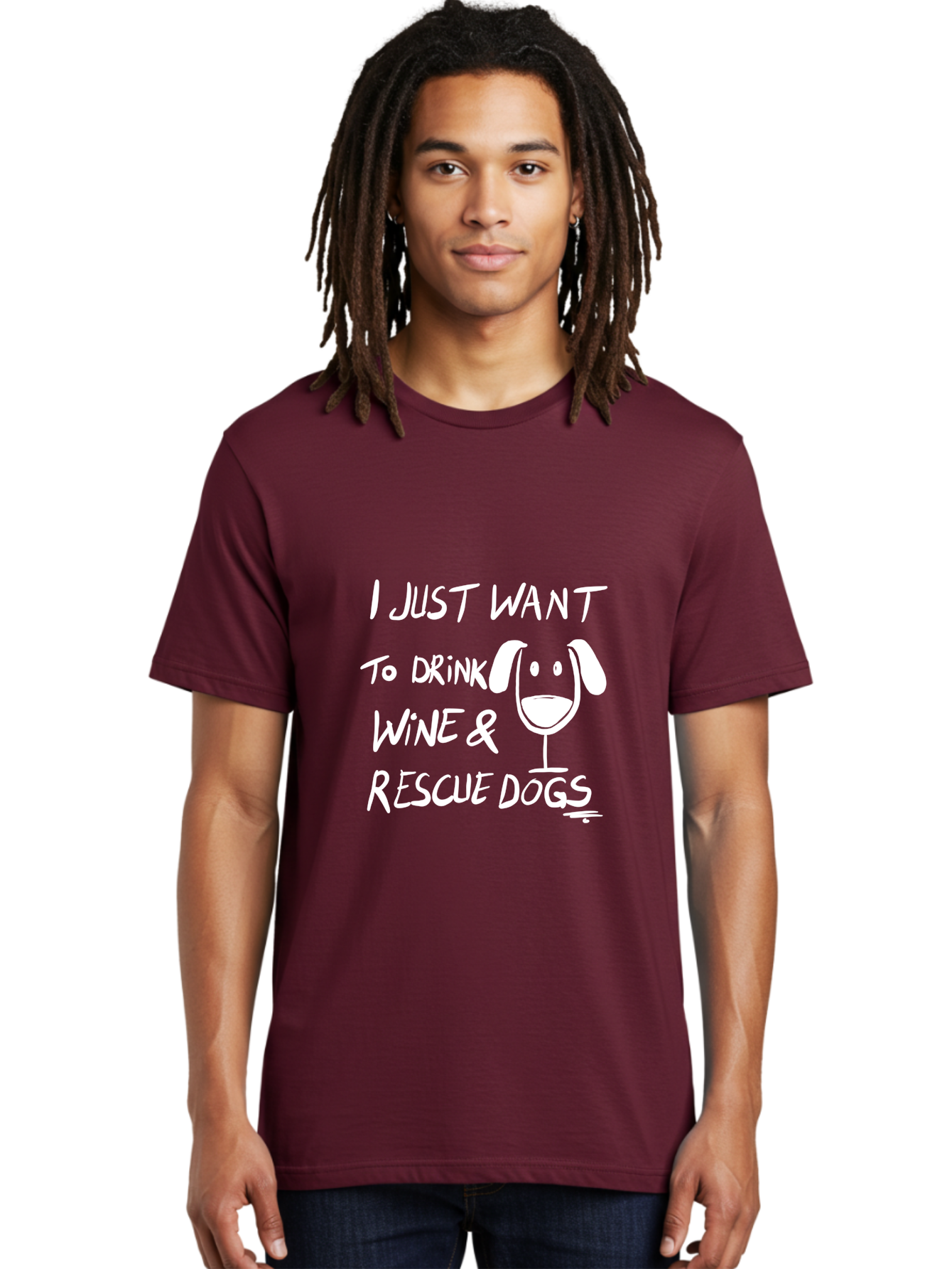 I-Just-Want-To-Drink-Wine-Rescue-Dogs Men'S Graphic Tee, 100% Cotton, Comfortable Casual Summer Wear, Machine Washable, Wine Glass Dog, Drink Wine, Rescue Dogs, Dog Lover, Wine Lover, Pet Rescue, Animal Shelter, Charity Support, Funny Quote - Aaa065 8