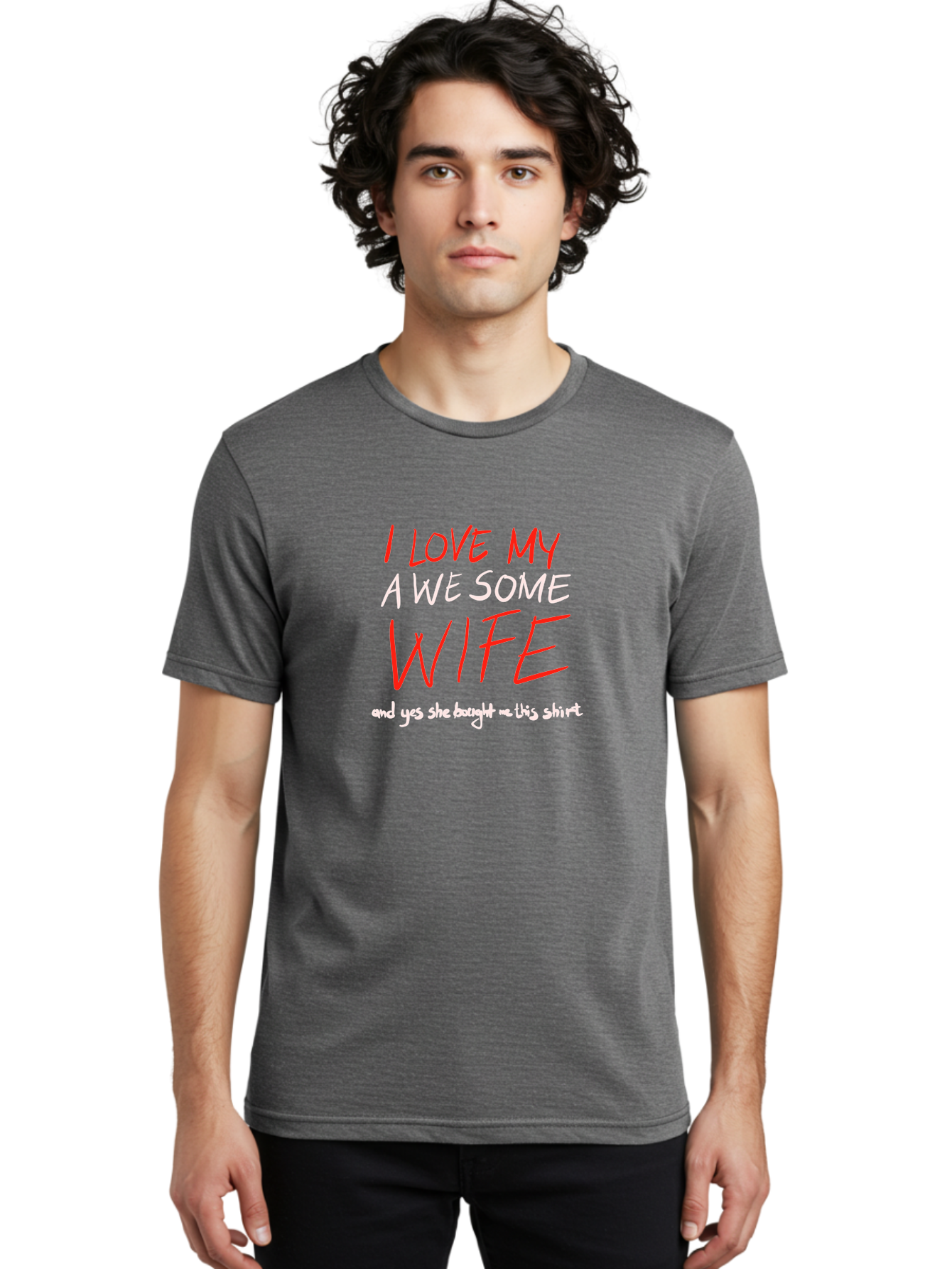 I-Love-My-A-We-Some-Wife Men'S Graphic Tee, 100% Cotton, Comfortable Casual Summer Wear, Machine Washable, Love My Wife, Funny Quote, Husband And Wife, Romantic Quote, Couples Gift, Relationship Humor, Punny Text, Witty Saying, - Aaa068 2