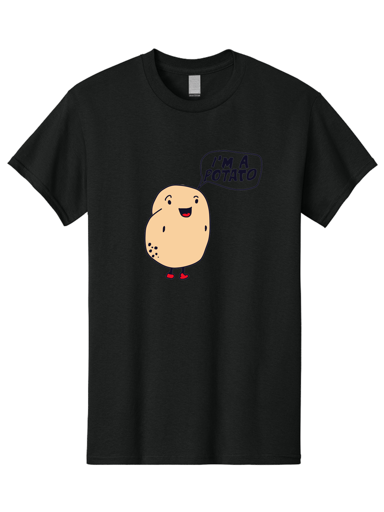I-M-A-Potato Men'S Graphic Tee, 100% Cotton, Comfortable Casual Summer Wear, Machine Washable, I'M A Potato, Cartoon Potato, Smiling Potato, Speech Bubble, Humorous Character, Cute Illustration, Funny Graphic, Playful Design, - Aaa070 5