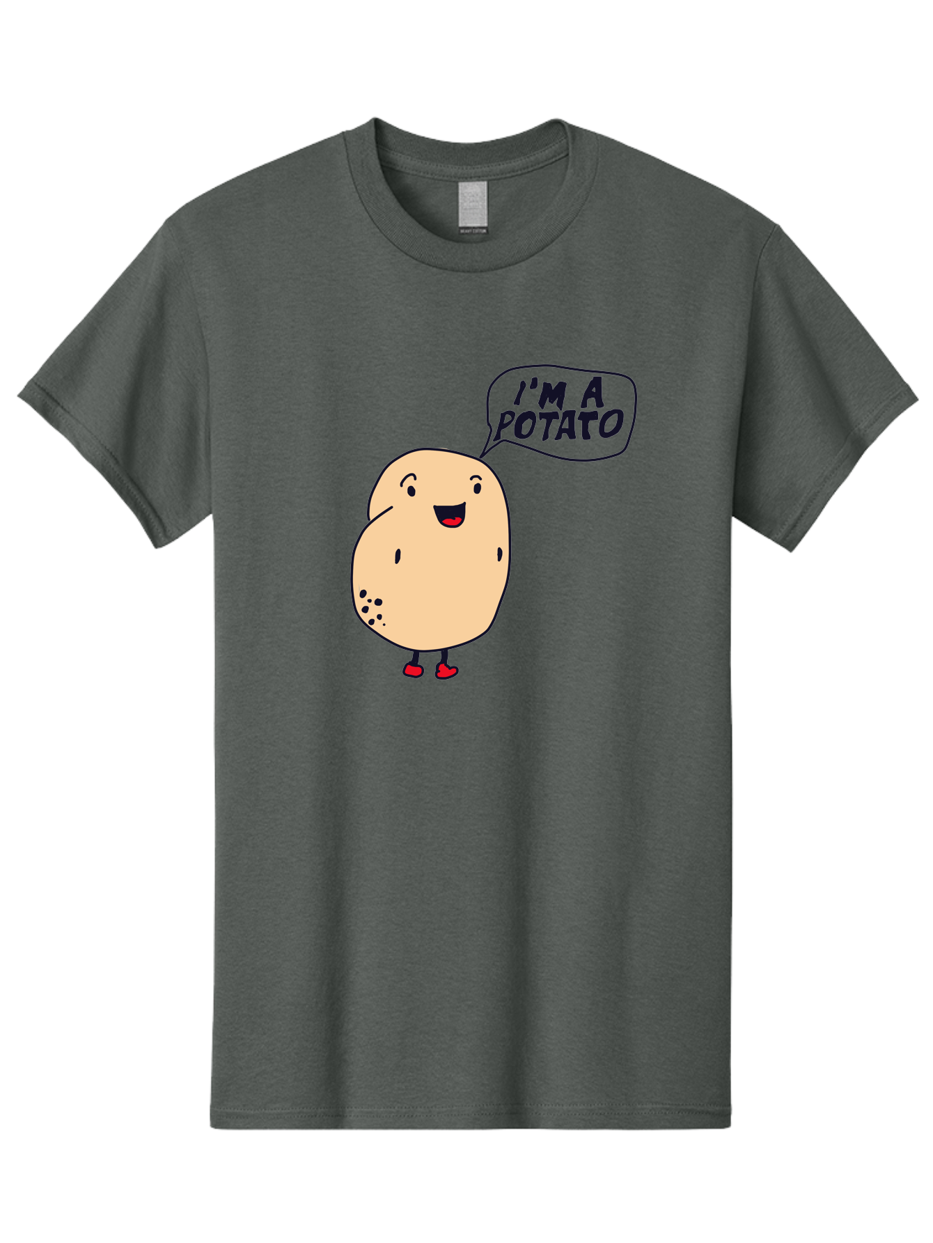 I-M-A-Potato Men'S Graphic Tee, 100% Cotton, Comfortable Casual Summer Wear, Machine Washable, I'M A Potato, Cartoon Potato, Smiling Potato, Speech Bubble, Humorous Character, Cute Illustration, Funny Graphic, Playful Design, - Aaa070 13
