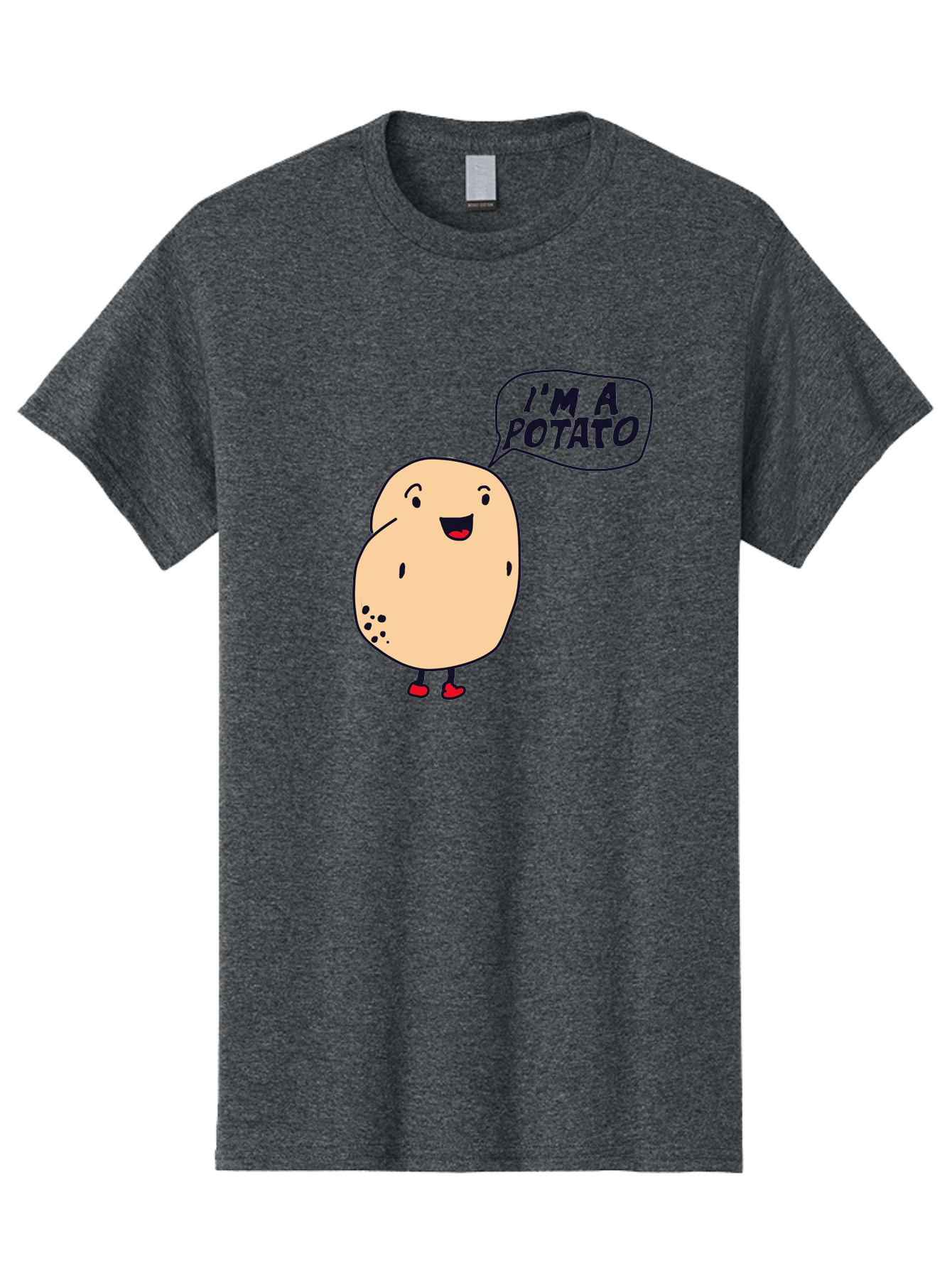 I-M-A-Potato Men'S Graphic Tee, 100% Cotton, Comfortable Casual Summer Wear, Machine Washable, I'M A Potato, Cartoon Potato, Smiling Potato, Speech Bubble, Humorous Character, Cute Illustration, Funny Graphic, Playful Design, - Aaa070 27