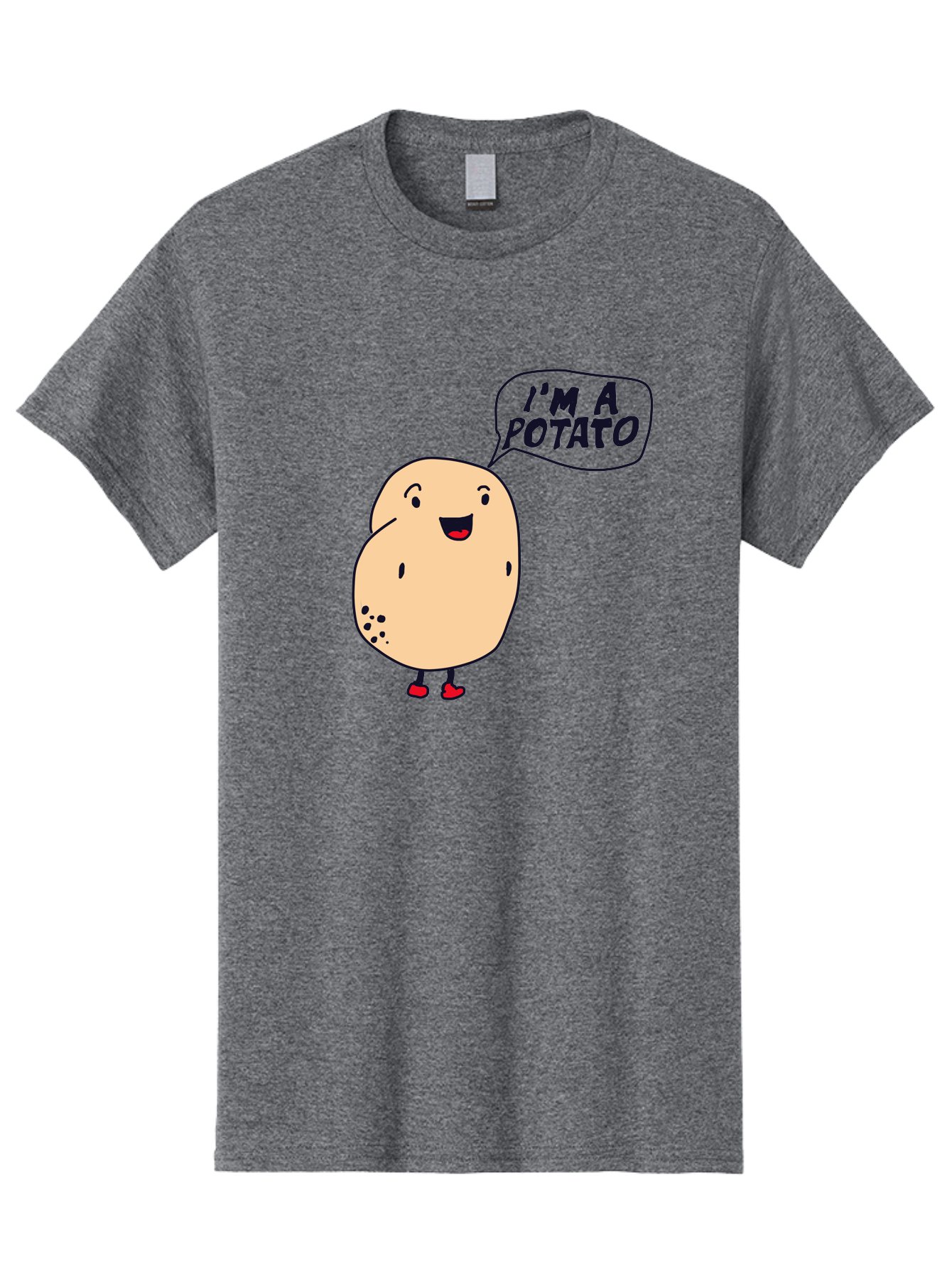 I-M-A-Potato Men'S Graphic Tee, 100% Cotton, Comfortable Casual Summer Wear, Machine Washable, I'M A Potato, Cartoon Potato, Smiling Potato, Speech Bubble, Humorous Character, Cute Illustration, Funny Graphic, Playful Design, - Aaa070 17