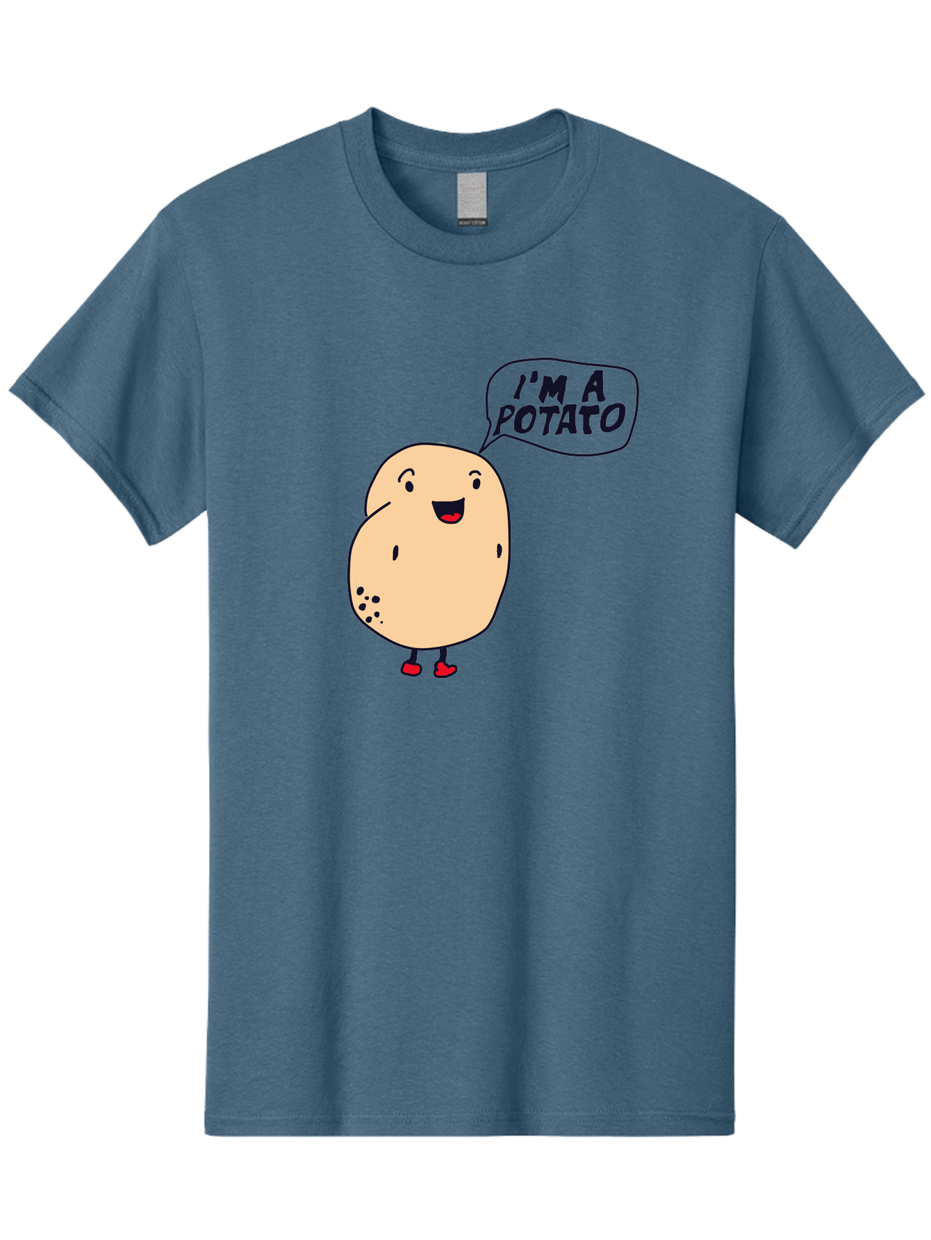 I-M-A-Potato Men'S Graphic Tee, 100% Cotton, Comfortable Casual Summer Wear, Machine Washable, I'M A Potato, Cartoon Potato, Smiling Potato, Speech Bubble, Humorous Character, Cute Illustration, Funny Graphic, Playful Design, - Aaa070 7