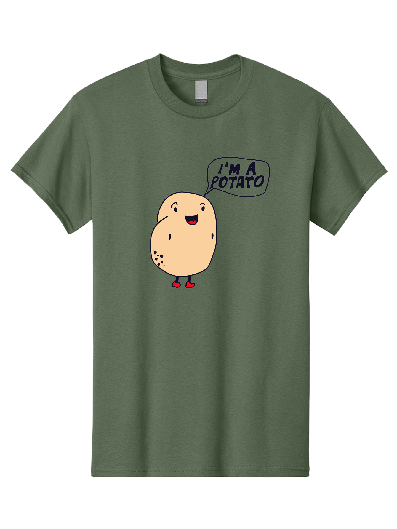 I-M-A-Potato Men'S Graphic Tee, 100% Cotton, Comfortable Casual Summer Wear, Machine Washable, I'M A Potato, Cartoon Potato, Smiling Potato, Speech Bubble, Humorous Character, Cute Illustration, Funny Graphic, Playful Design, - Aaa070 29