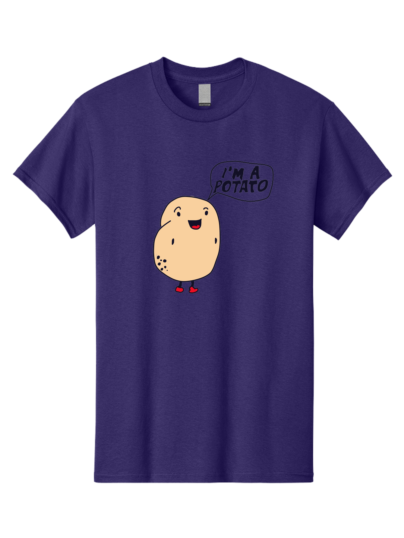 I-M-A-Potato Men'S Graphic Tee, 100% Cotton, Comfortable Casual Summer Wear, Machine Washable, I'M A Potato, Cartoon Potato, Smiling Potato, Speech Bubble, Humorous Character, Cute Illustration, Funny Graphic, Playful Design, - Aaa070 19