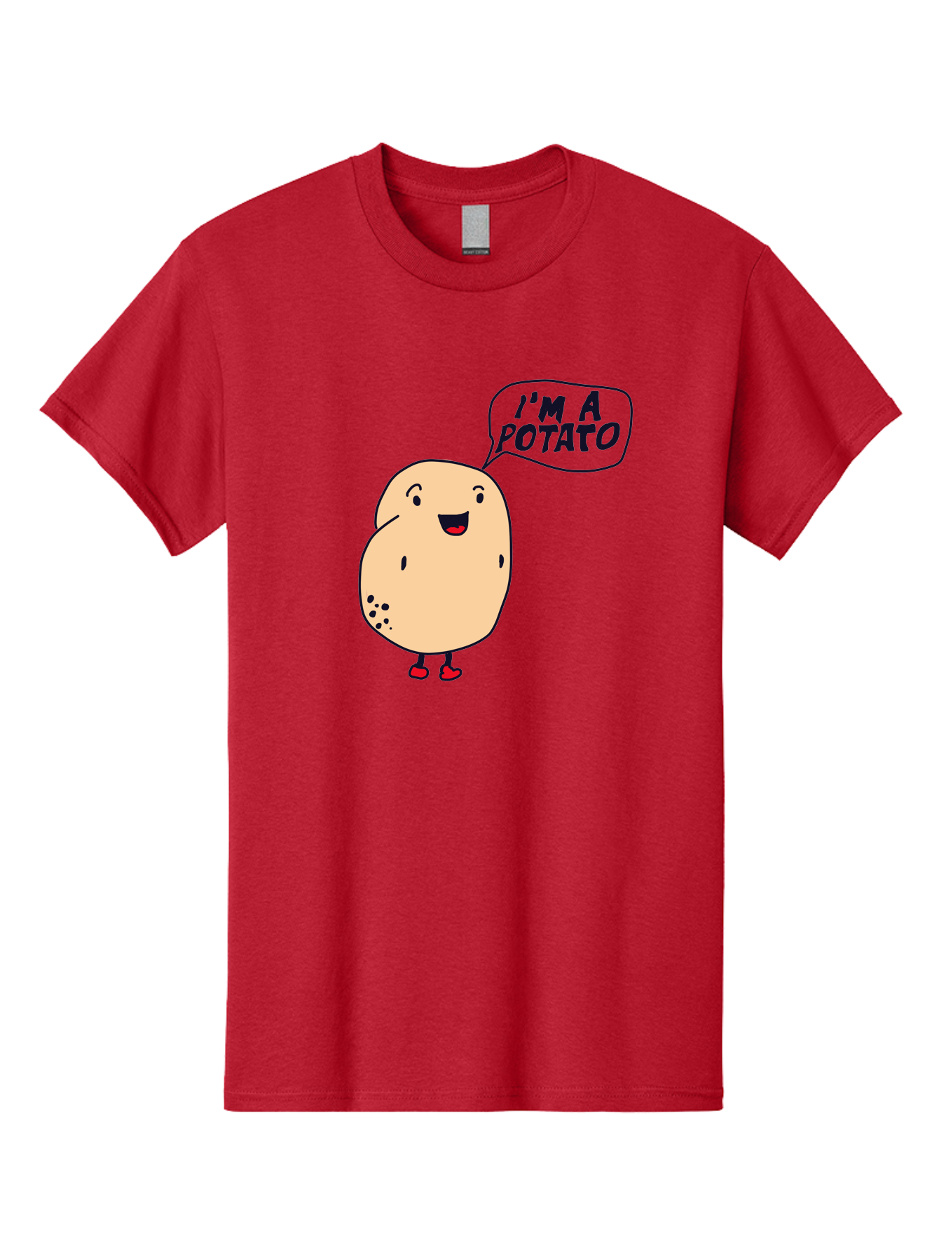 I-M-A-Potato Men'S Graphic Tee, 100% Cotton, Comfortable Casual Summer Wear, Machine Washable, I'M A Potato, Cartoon Potato, Smiling Potato, Speech Bubble, Humorous Character, Cute Illustration, Funny Graphic, Playful Design, - Aaa070 15