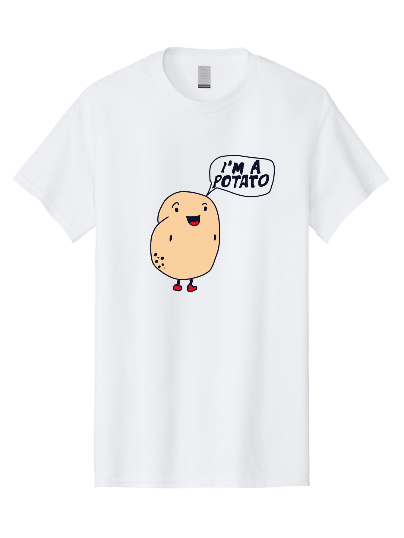 I-M-A-Potato Men'S Graphic Tee, 100% Cotton, Comfortable Casual Summer Wear, Machine Washable, I'M A Potato, Cartoon Potato, Smiling Potato, Speech Bubble, Humorous Character, Cute Illustration, Funny Graphic, Playful Design, - Aaa070 11