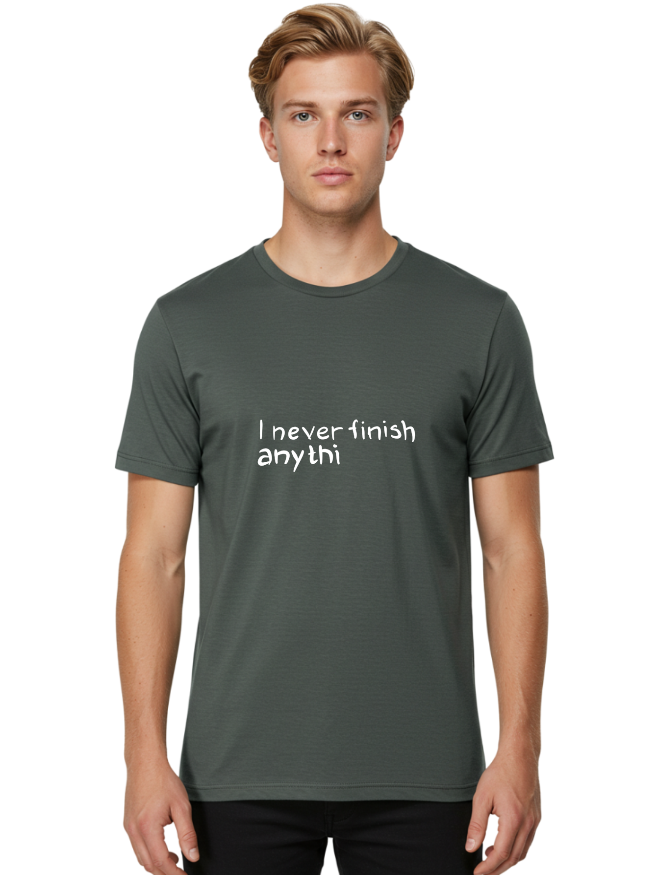 I-Never-Finish-Anythi Men'S Graphic Tee, 100% Cotton, Comfortable Casual Summer Wear, Machine Washable, Humorous Quote, Witty Phrase, Playful Typography, Funny Saying, Relatable Humor, Satirical Message, I Never Finish Anythi - Aaa076 12