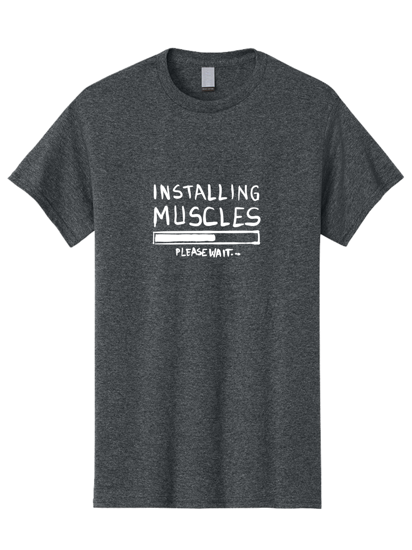 Installing-Muscles Men'S Graphic Tee, 100% Cotton, Comfortable Casual Summer Wear, Machine Washable, Installing Muscles, Gym Humor, Fitness Motivation, Progress Bar, Workout Joke, Please Wait, Fitness Quote - Aaa081 13