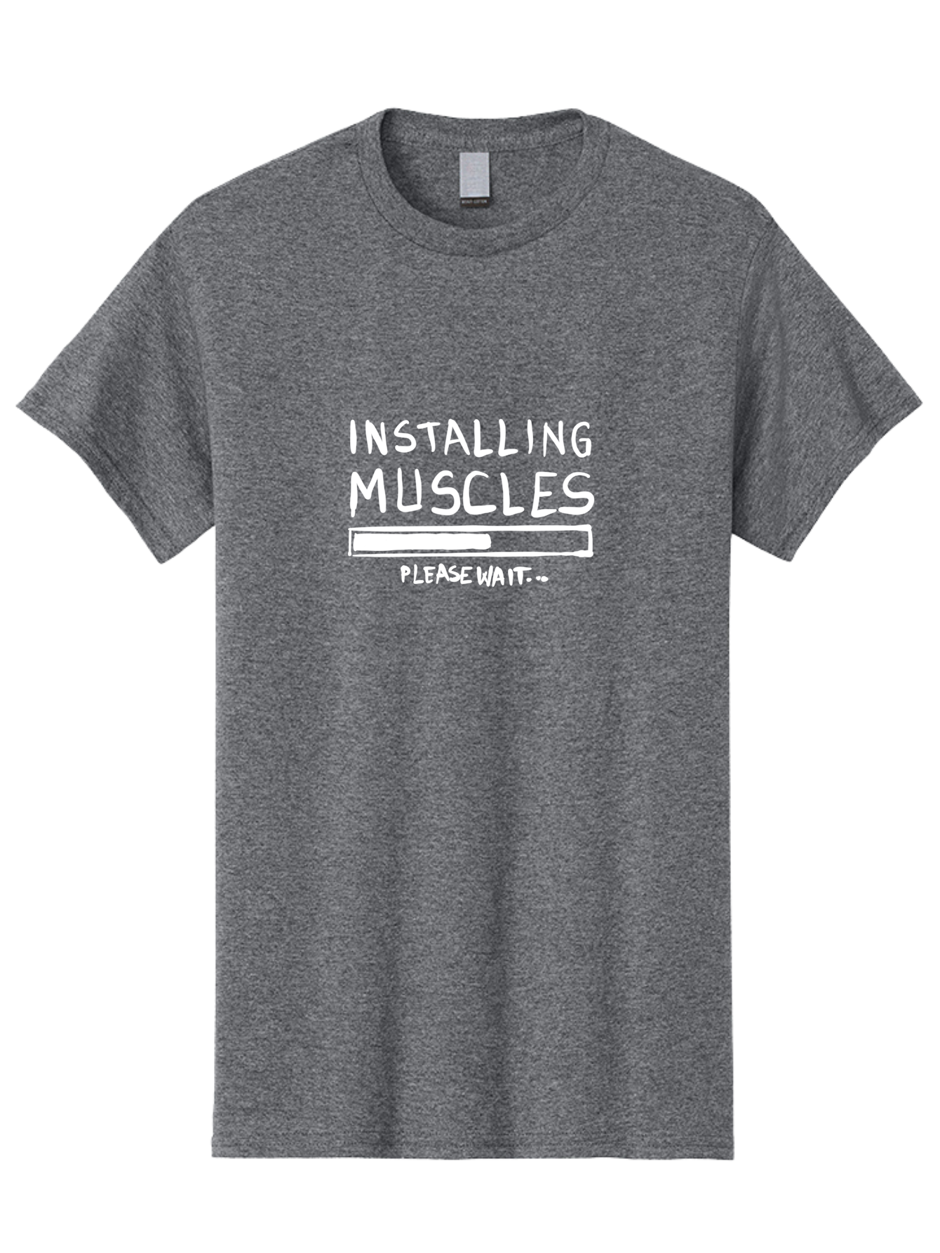 Installing-Muscles Men'S Graphic Tee, 100% Cotton, Comfortable Casual Summer Wear, Machine Washable, Installing Muscles, Gym Humor, Fitness Motivation, Progress Bar, Workout Joke, Please Wait, Fitness Quote - Aaa081 15