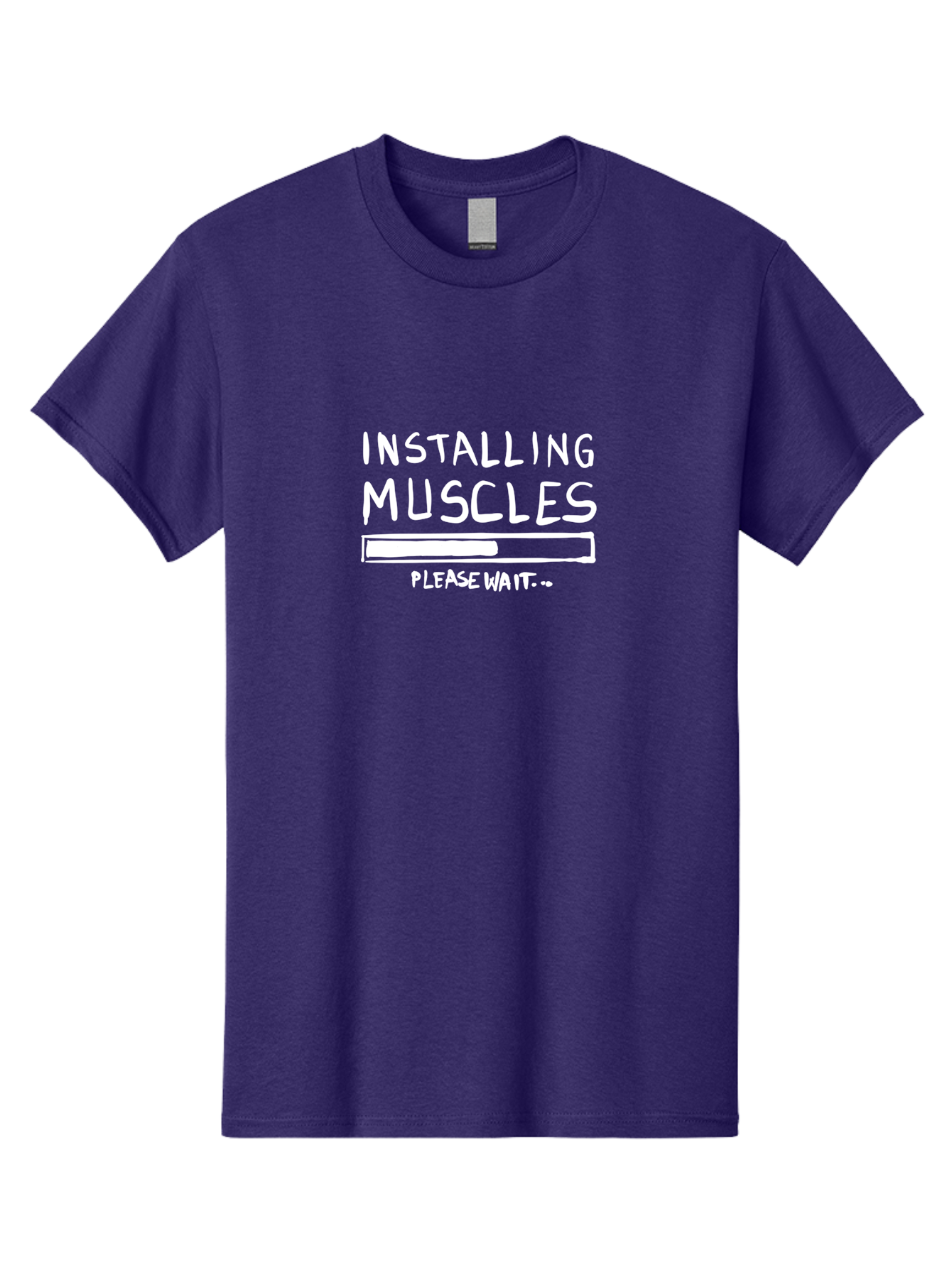Installing-Muscles Men'S Graphic Tee, 100% Cotton, Comfortable Casual Summer Wear, Machine Washable, Installing Muscles, Gym Humor, Fitness Motivation, Progress Bar, Workout Joke, Please Wait, Fitness Quote - Aaa081 11