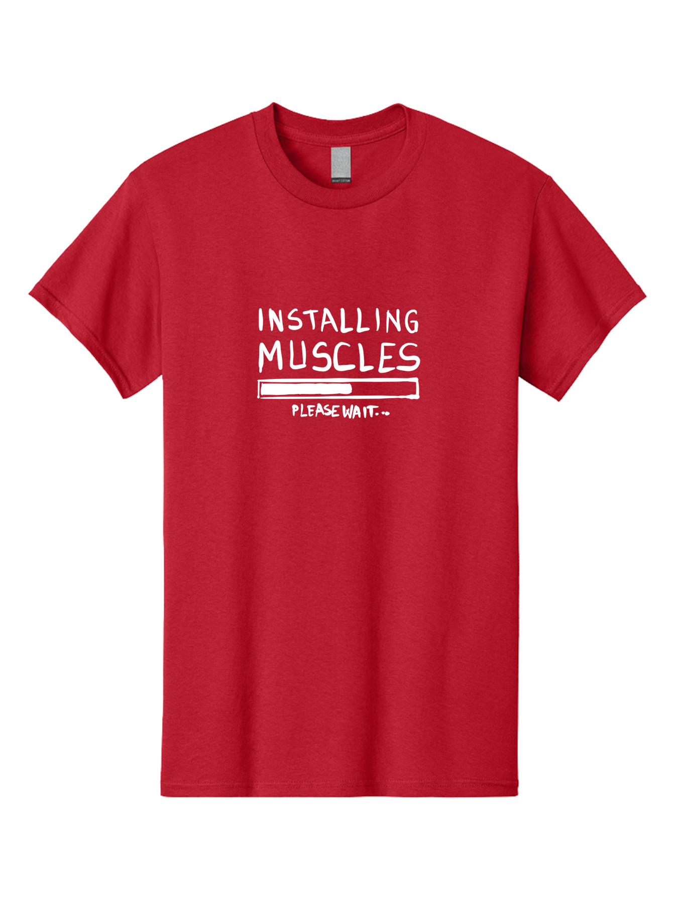Installing-Muscles Men'S Graphic Tee, 100% Cotton, Comfortable Casual Summer Wear, Machine Washable, Installing Muscles, Gym Humor, Fitness Motivation, Progress Bar, Workout Joke, Please Wait, Fitness Quote - Aaa081 1