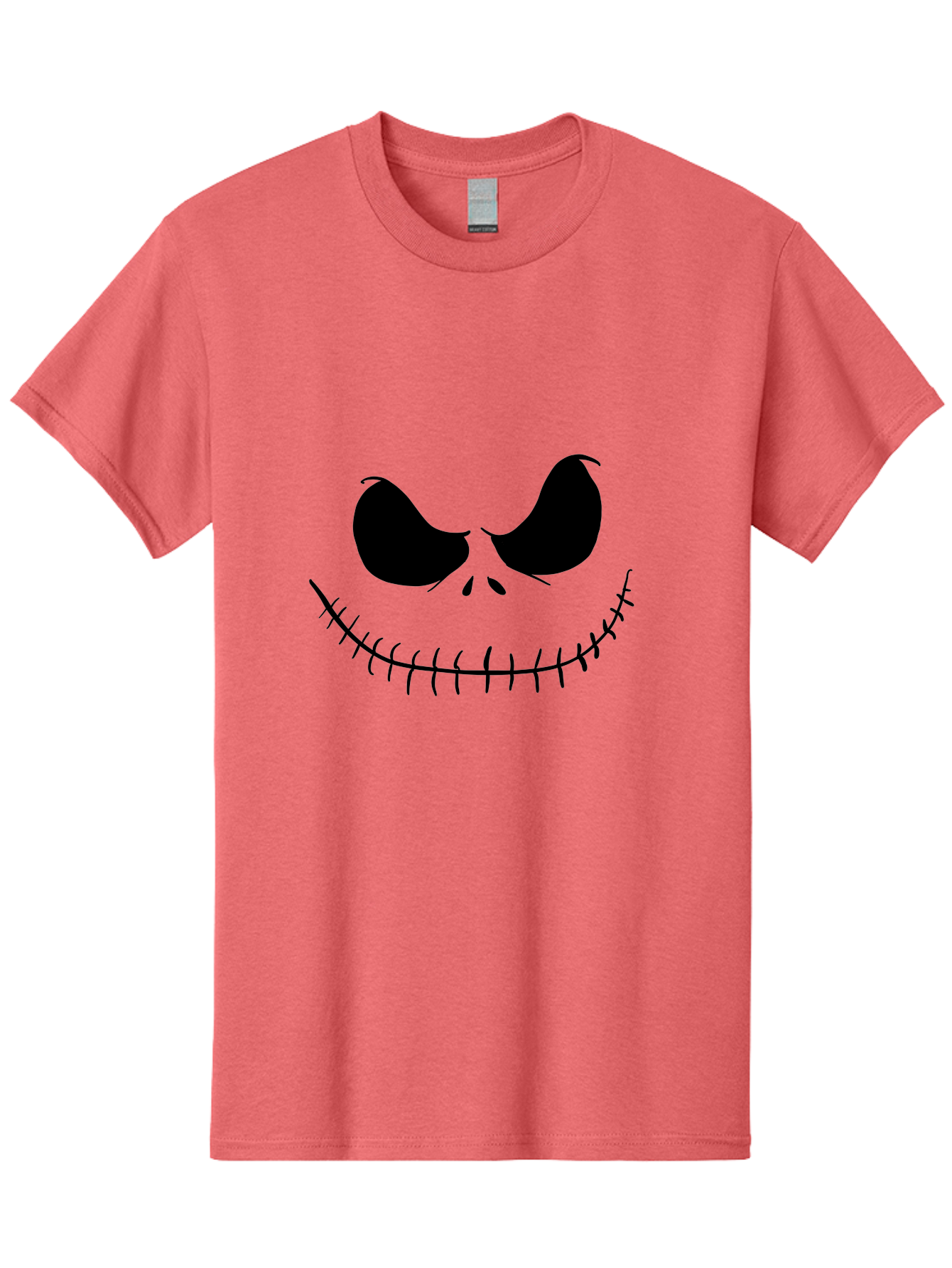 Jack-Skellington-Face Men'S Graphic Tee, 100% Cotton, Comfortable Casual Summer Wear, Machine Washable, Jack Skellington Face, The Nightmare Before Christmas Character, Spooky Face, Black Silhouette, Stitched Smile, Halloween Icon, - Aaa083 23