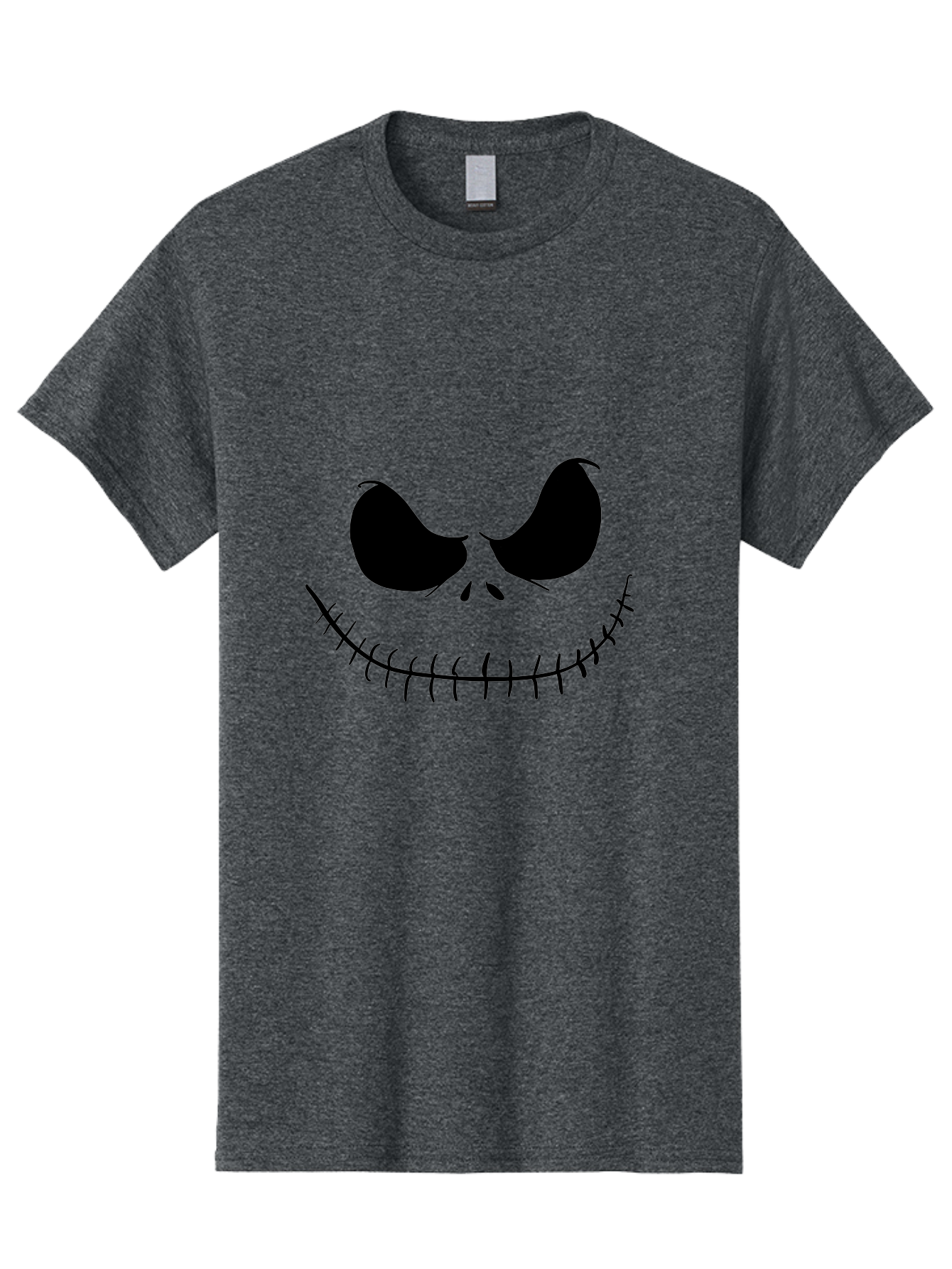Jack-Skellington-Face Men'S Graphic Tee, 100% Cotton, Comfortable Casual Summer Wear, Machine Washable, Jack Skellington Face, The Nightmare Before Christmas Character, Spooky Face, Black Silhouette, Stitched Smile, Halloween Icon, - Aaa083 5