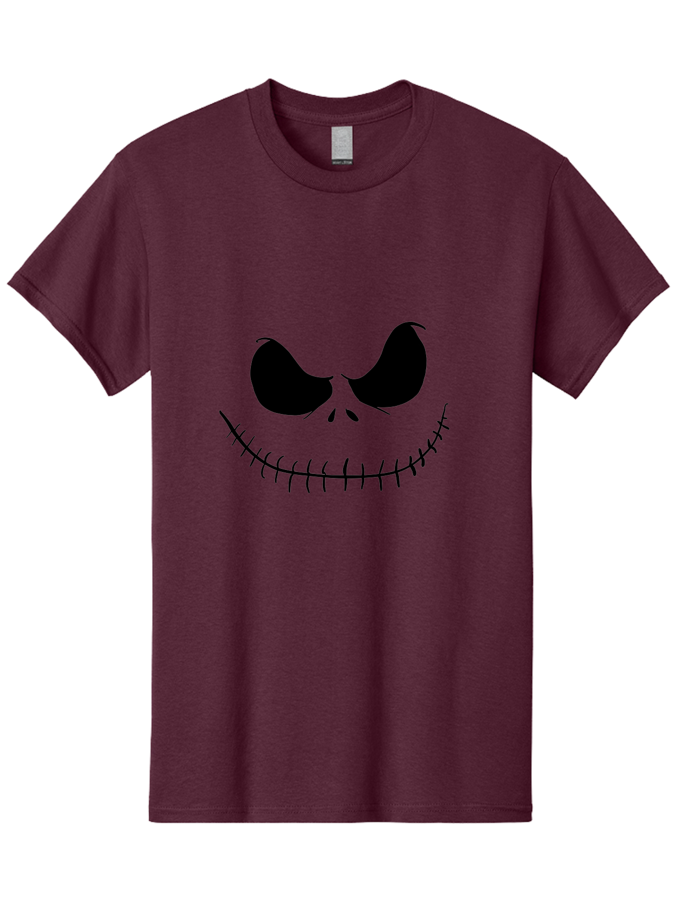Jack-Skellington-Face Men'S Graphic Tee, 100% Cotton, Comfortable Casual Summer Wear, Machine Washable, Jack Skellington Face, The Nightmare Before Christmas Character, Spooky Face, Black Silhouette, Stitched Smile, Halloween Icon, - Aaa083 7