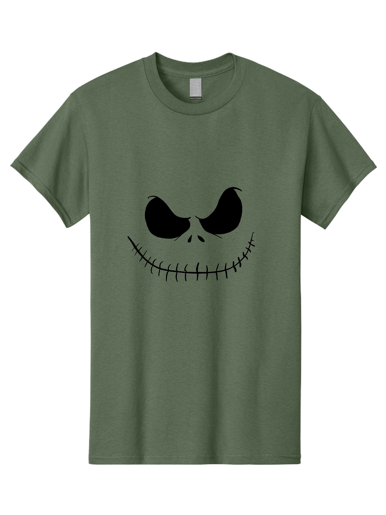 Jack-Skellington-Face Men'S Graphic Tee, 100% Cotton, Comfortable Casual Summer Wear, Machine Washable, Jack Skellington Face, The Nightmare Before Christmas Character, Spooky Face, Black Silhouette, Stitched Smile, Halloween Icon, - Aaa083 25
