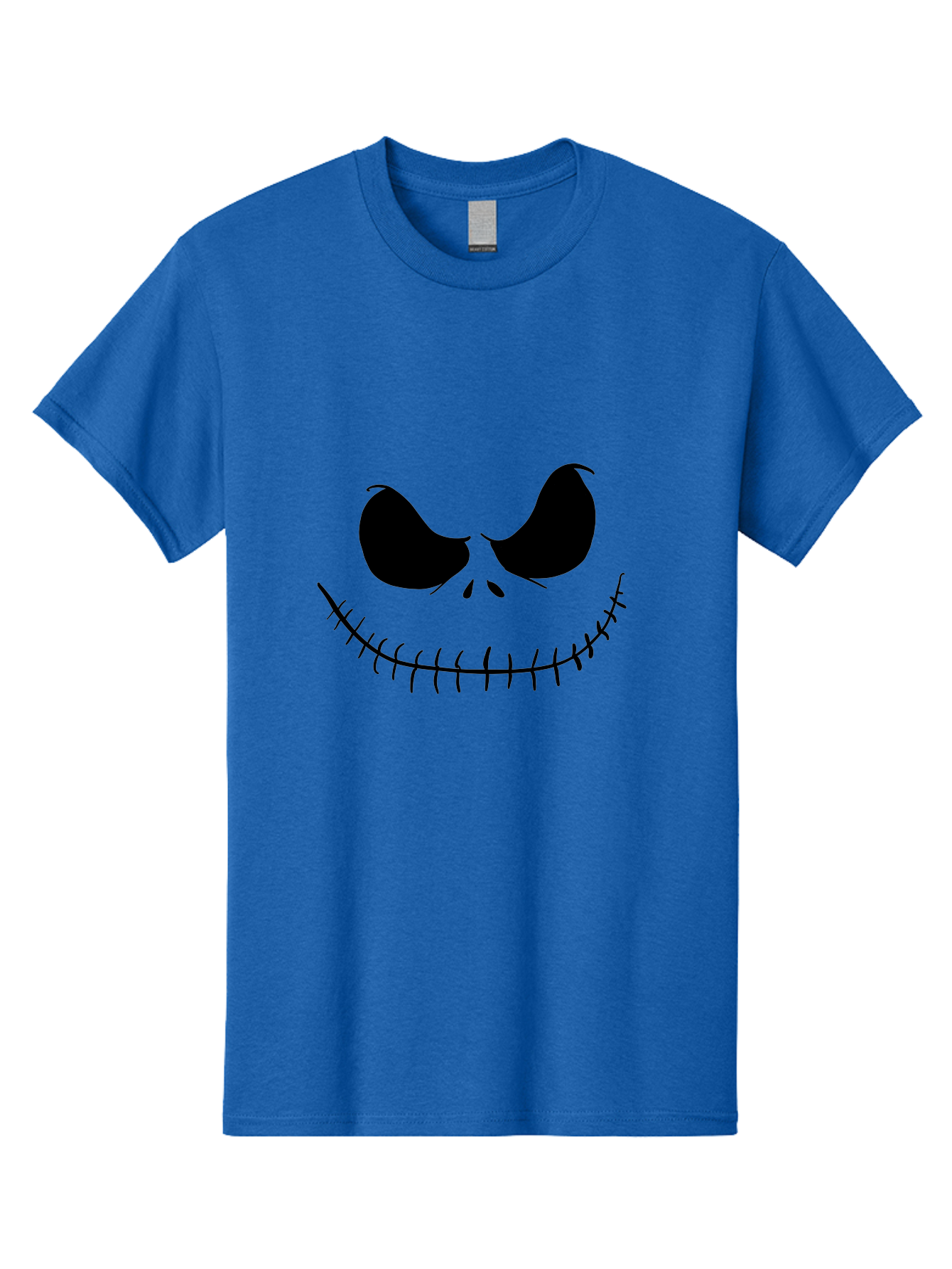 Jack-Skellington-Face Men'S Graphic Tee, 100% Cotton, Comfortable Casual Summer Wear, Machine Washable, Jack Skellington Face, The Nightmare Before Christmas Character, Spooky Face, Black Silhouette, Stitched Smile, Halloween Icon, - Aaa083 17