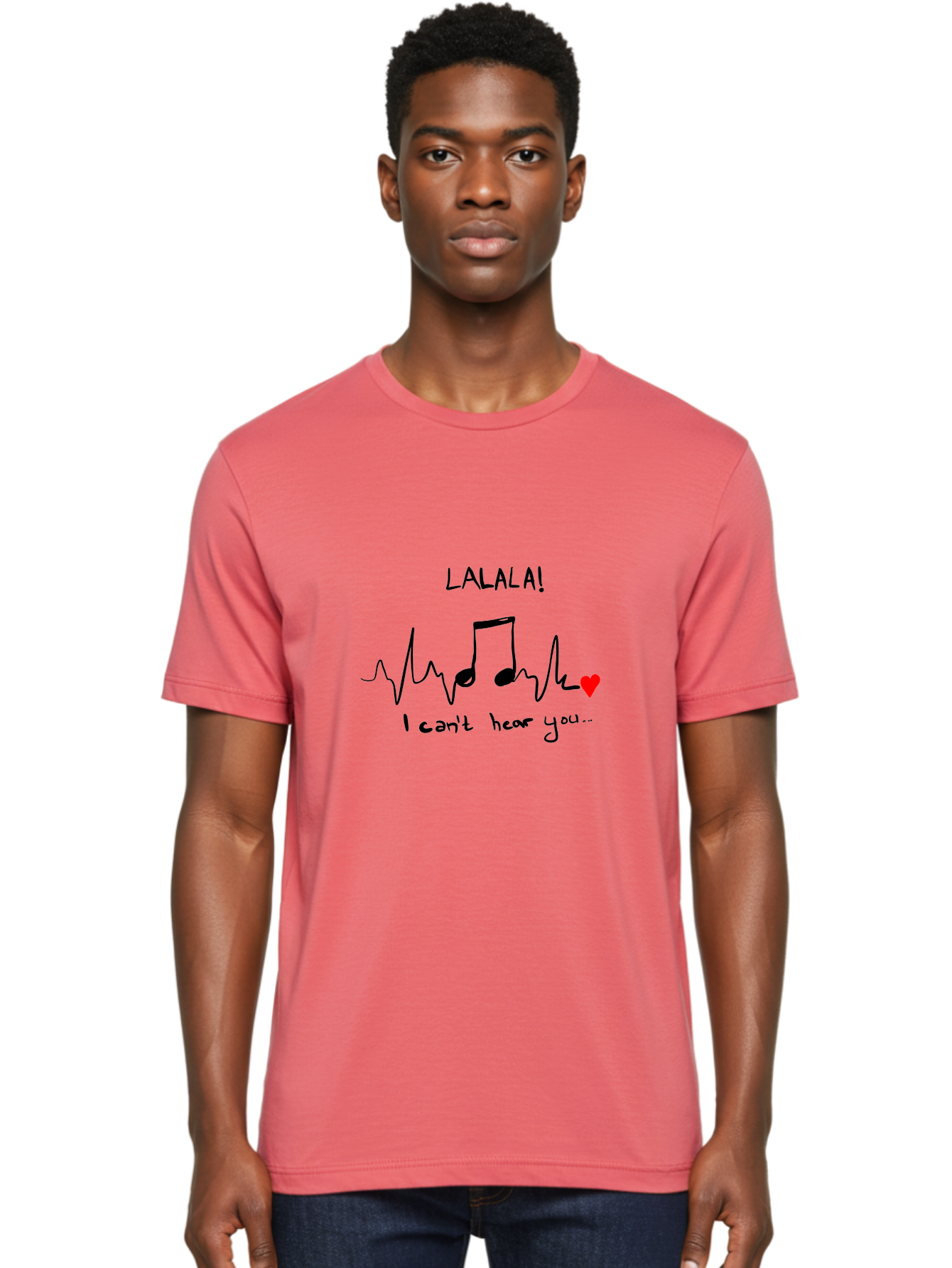 Lalala Men'S Graphic Tee, 100% Cotton, Comfortable Casual Summer Wear, Machine Washable, Musical Notes, Heartbeat Rhythm, Love Symbol, Melody, Harmony, Music Art, Quirky Design - Aaa085 10