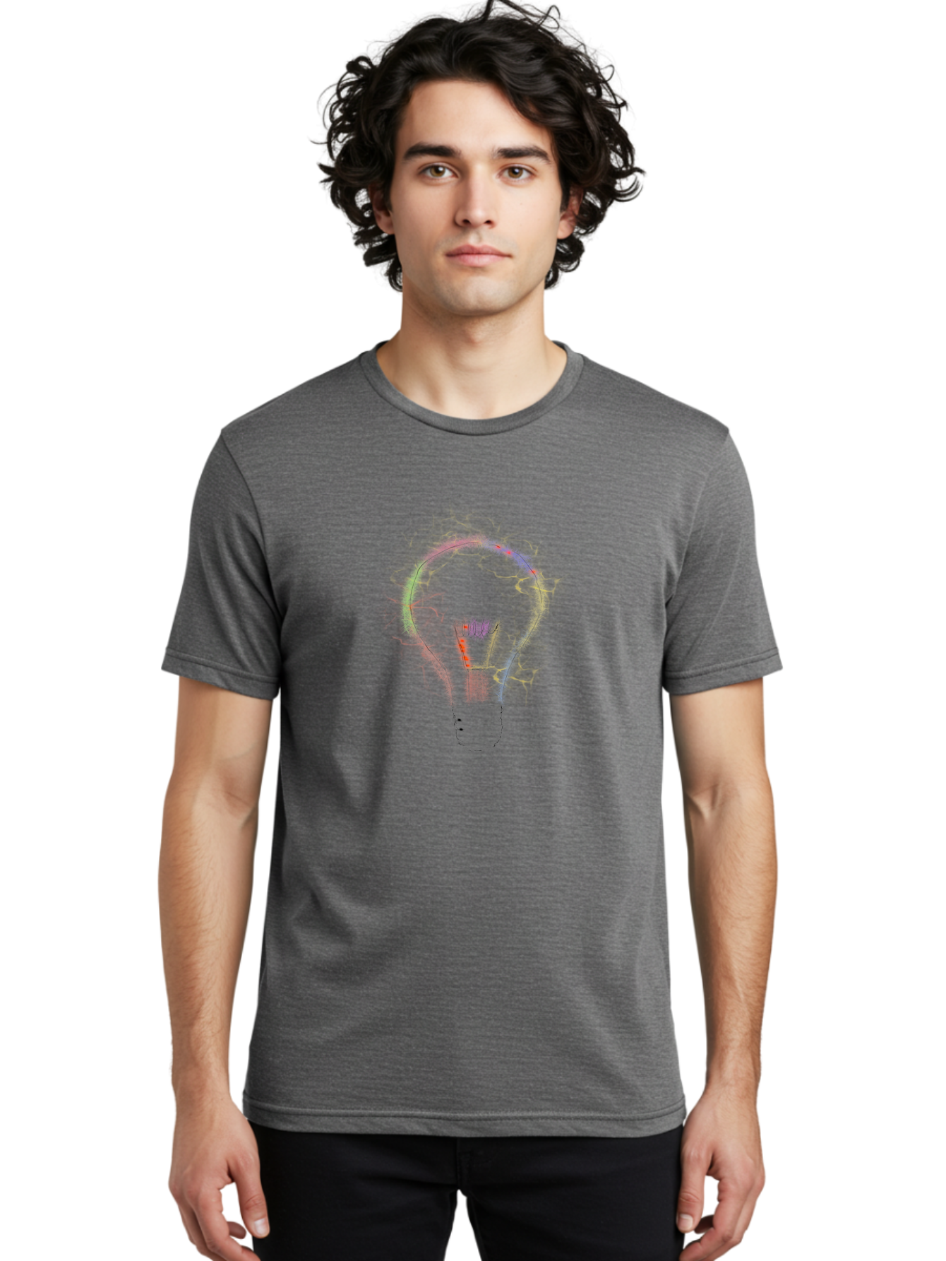 Light-Bulb-Sketch Men'S Graphic Tee, 100% Cotton, Comfortable Casual Summer Wear, Machine Washable, Light Bulb, Hand-Drawn Image, Creative Ideas, Innovative Concepts, Inspirational Symbol, Brainstorming, Problem-Solving - Aaa087 22