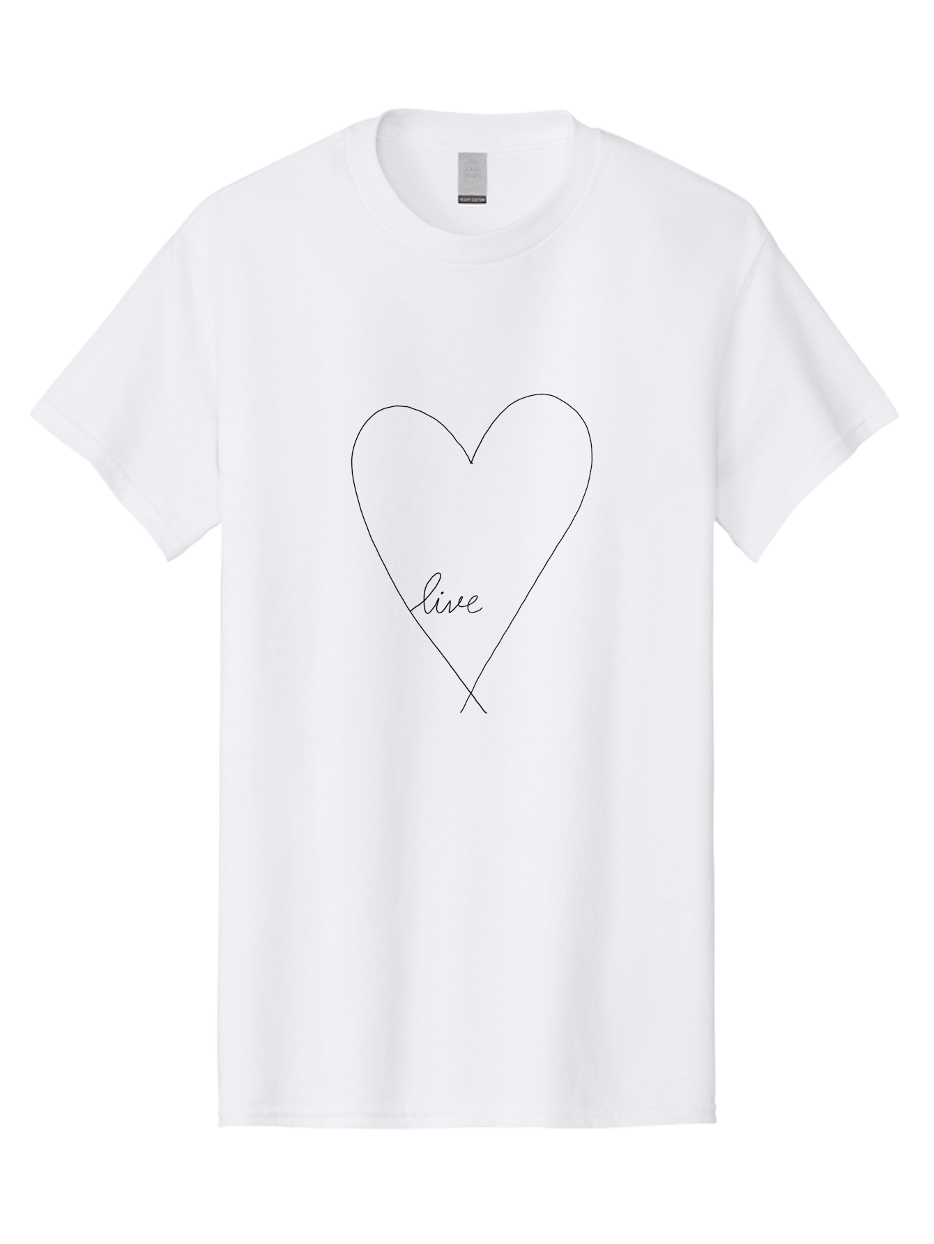 Live-Heart Men'S Graphic Tee, 100% Cotton, Comfortable Casual Summer Wear, Machine Washable, Simple Heart Shape, Minimalist Design, Cursive Text, Inspirational Quote, Motivational Symbol, Hand-Drawn Illustration, Love And Positivity - Aaa090 15