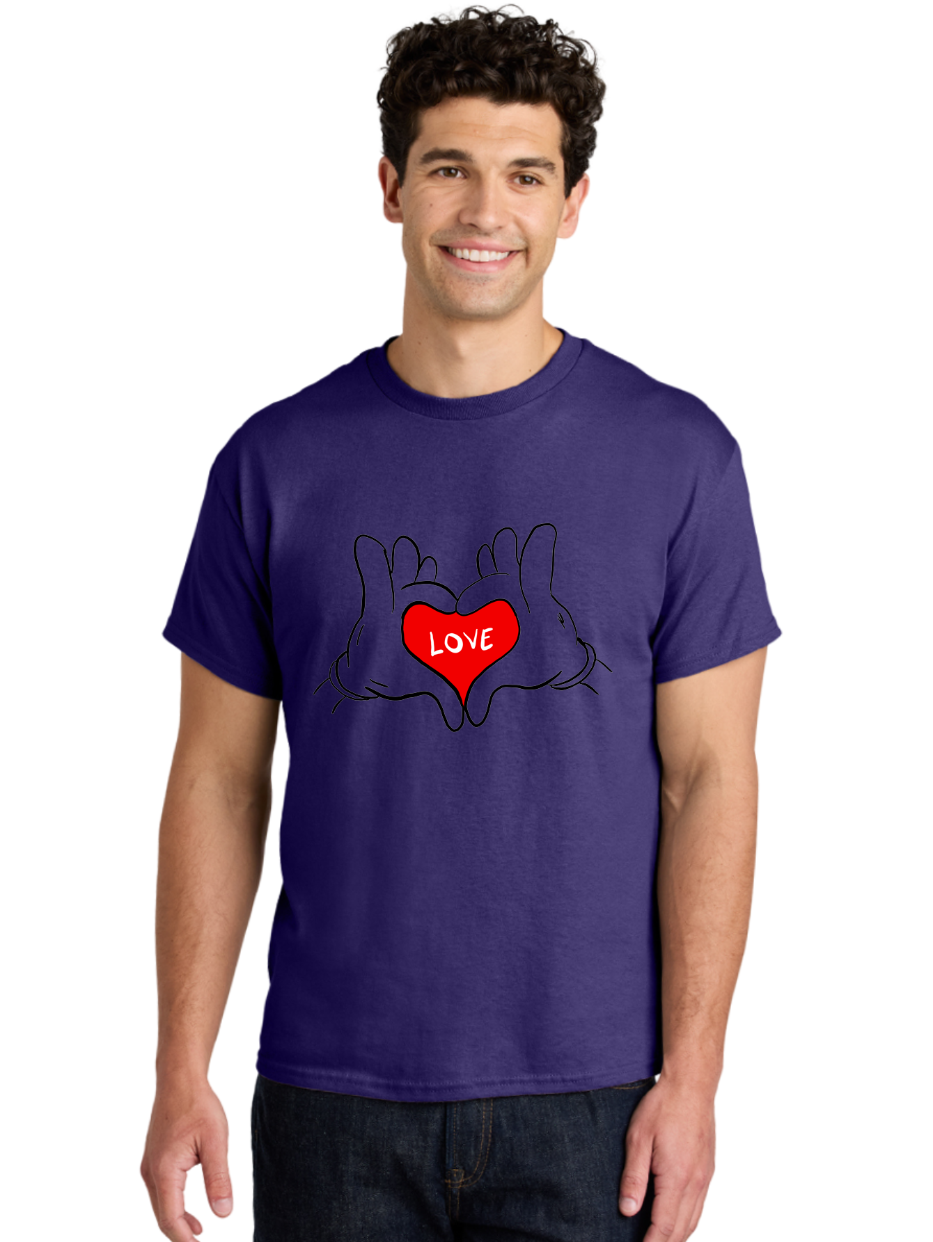 Love-Heart-Hands Men'S Graphic Tee, 100% Cotton, Comfortable Casual Summer Wear, Machine Washable, Hand Holding Heart, Symbol Of Love, Heart Shape, Love Message, Red Heart, Hands Together, Love Gesture, Heartwarming Symbol - Aaa091 28