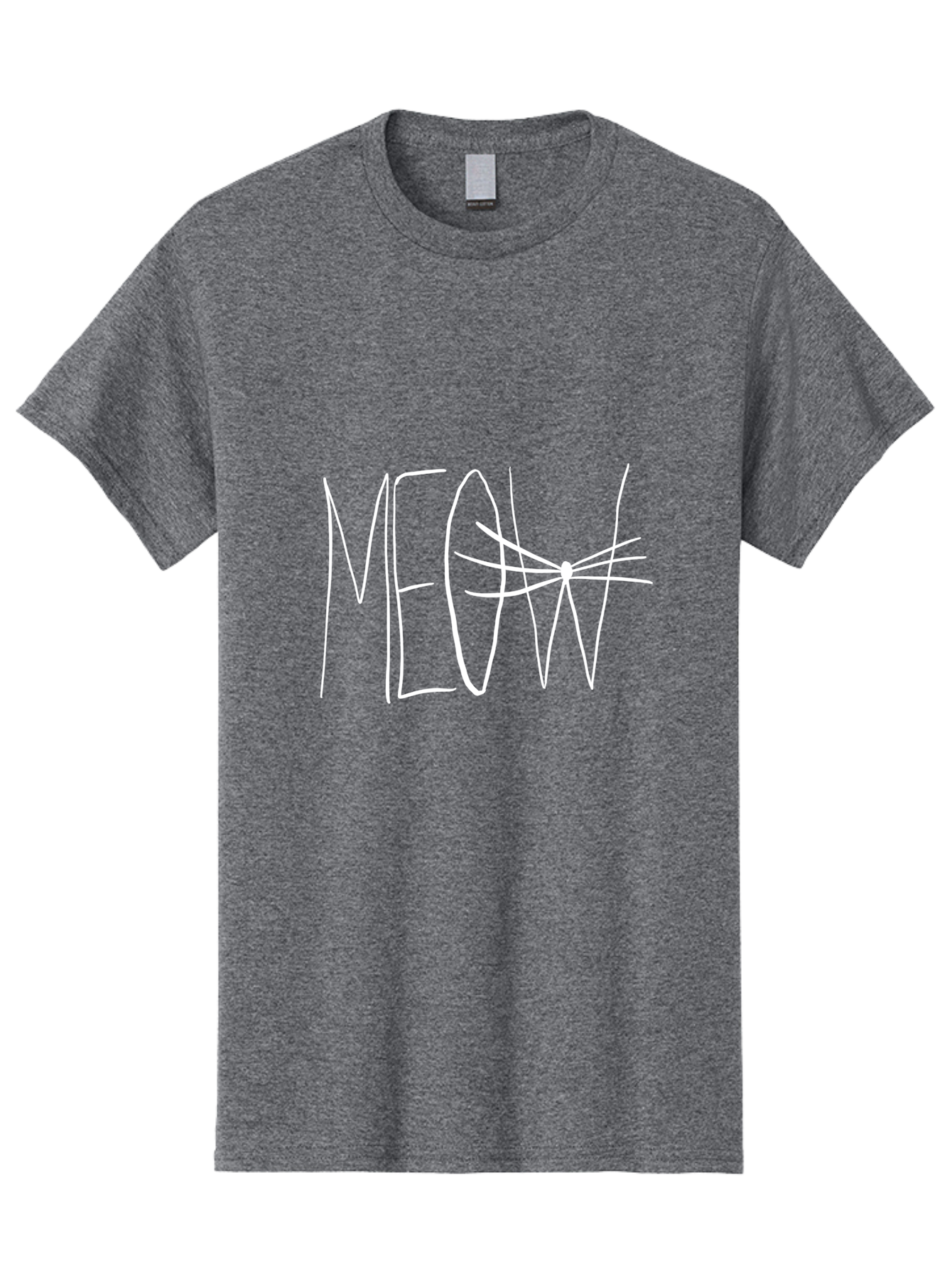 Meow Men'S Graphic Tee, 100% Cotton, Comfortable Casual Summer Wear, Machine Washable, Handwritten Cat Sound, Whimsical Font, Feline Theme, Meow Text, Playful Design, Cat Lovers, Cute Typography, White On Green - Aaa095 7