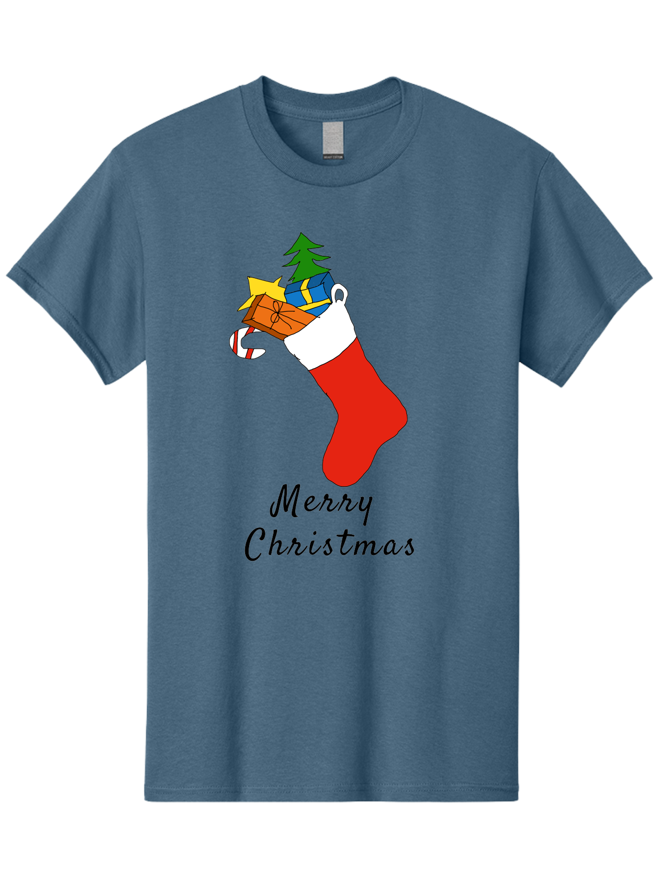 Merry-Christmas-1 Men'S Graphic Tee, 100% Cotton, Comfortable Casual Summer Wear, Machine Washable, Christmas Stocking, Holiday Gifts, Festive Decorations, Christmas Tree, Wrapped Presents, Candy Cane, Merry Christmas Greeting, - Aaa096 21
