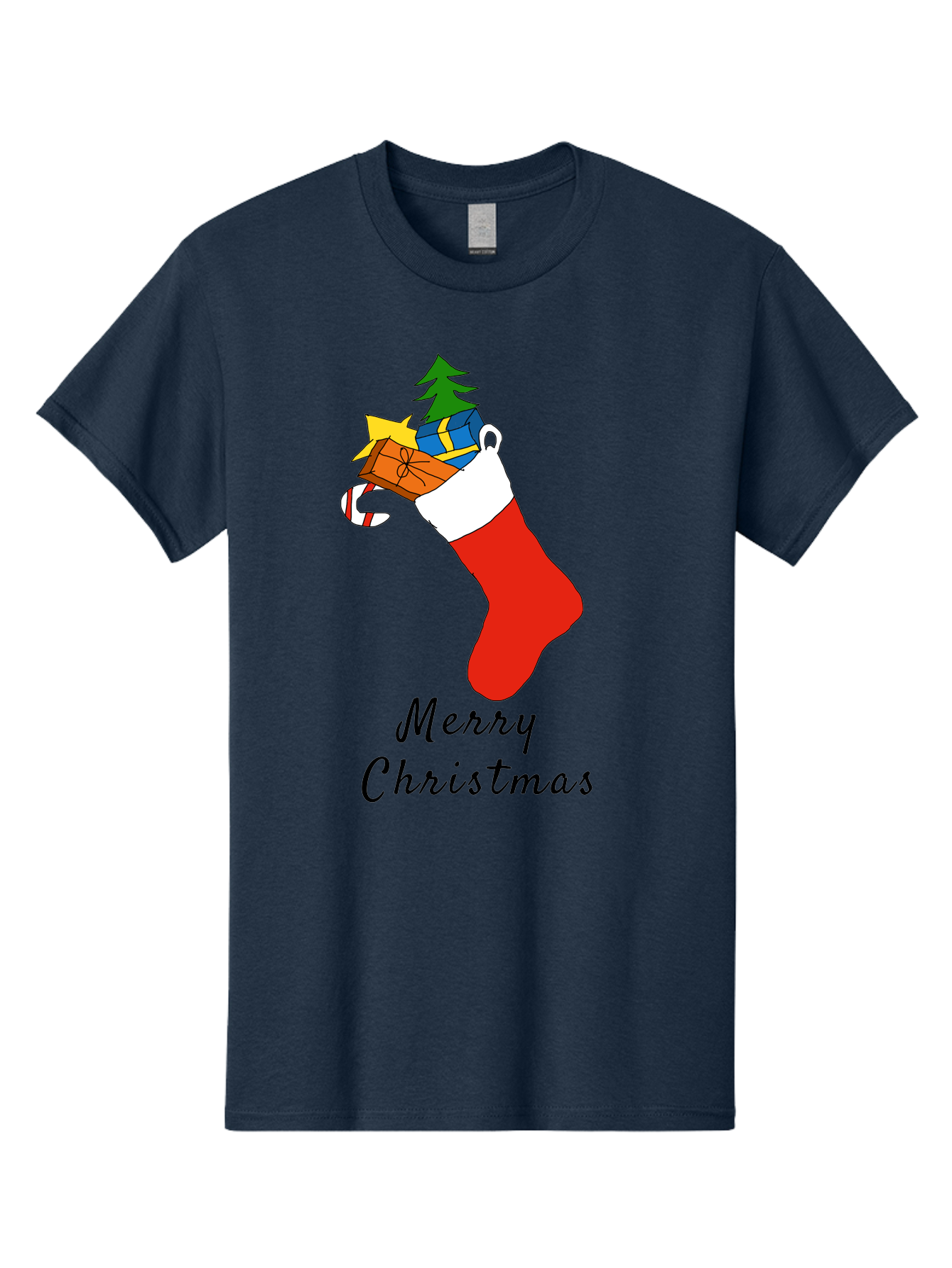 Merry-Christmas-1 Men'S Graphic Tee, 100% Cotton, Comfortable Casual Summer Wear, Machine Washable, Christmas Stocking, Holiday Gifts, Festive Decorations, Christmas Tree, Wrapped Presents, Candy Cane, Merry Christmas Greeting, - Aaa096 5