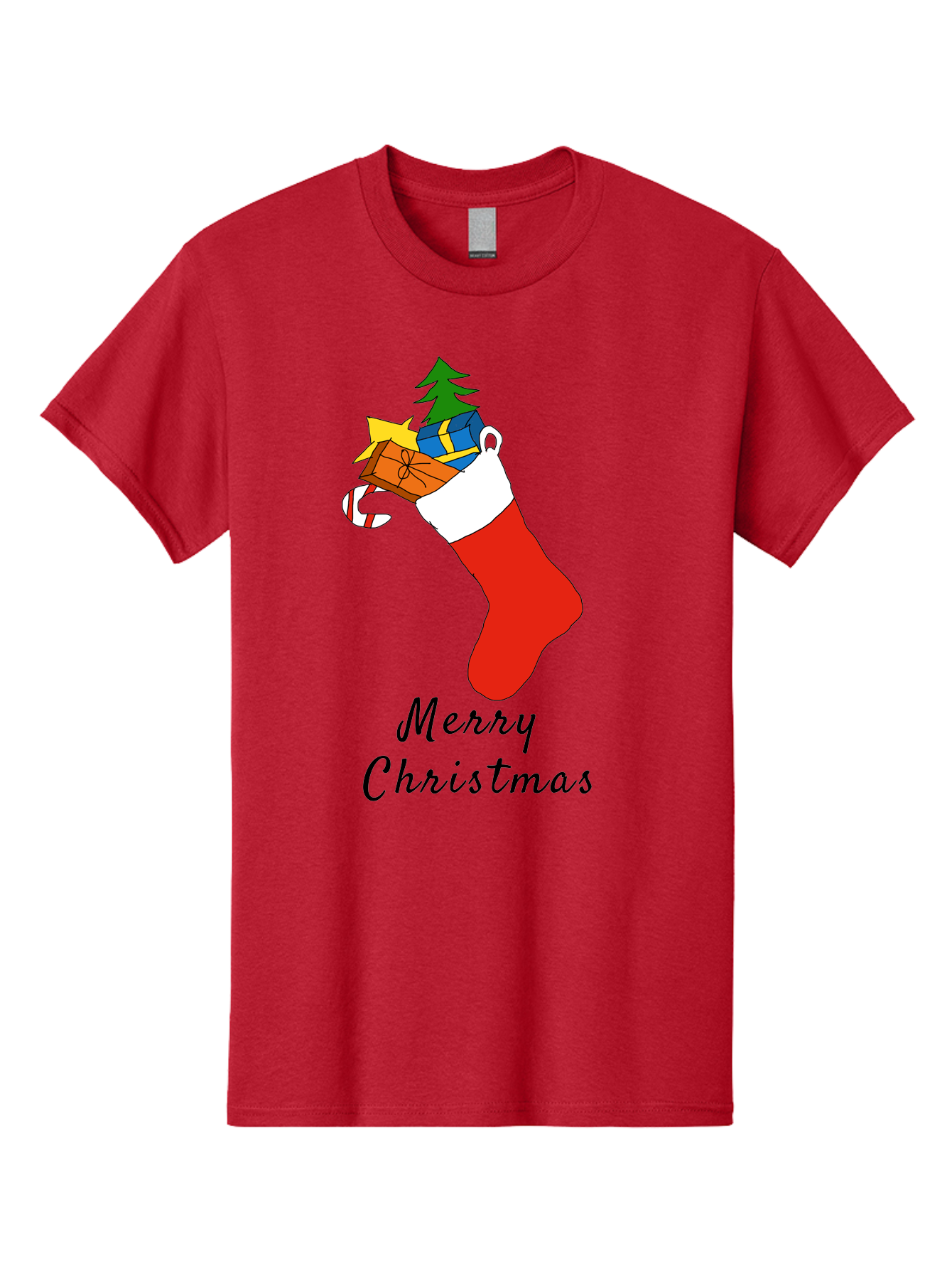 Merry-Christmas-1 Men'S Graphic Tee, 100% Cotton, Comfortable Casual Summer Wear, Machine Washable, Christmas Stocking, Holiday Gifts, Festive Decorations, Christmas Tree, Wrapped Presents, Candy Cane, Merry Christmas Greeting, - Aaa096 11