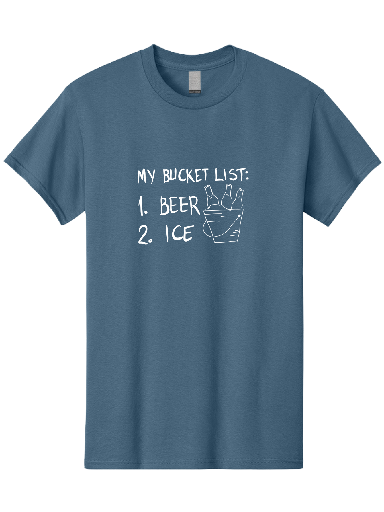 My-Bucket-List Men'S Graphic Tee, 100% Cotton, Comfortable Casual Summer Wear, Machine Washable, Bucket List, Beer And Ice, Funny List, Humorous Quote, Beer Bucket, Ice Cold Beer, Simple Wishes, Funny Quote, Beer Lover - Aaa098 23