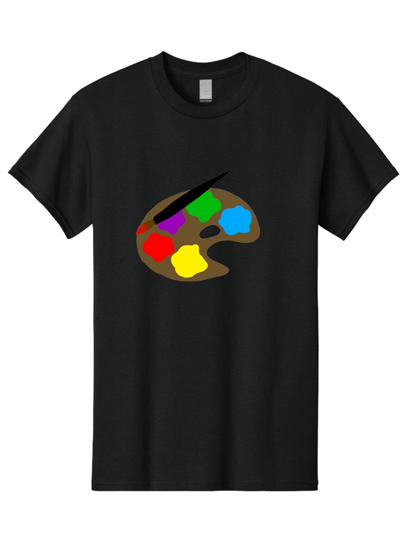Paint-Palette Men'S Graphic Tee, 100% Cotton, Comfortable Casual Summer Wear, Machine Washable, Artist'S Palette, Painting Supplies, Colorful Paints, Artistic Tools, Creative Expression, Vibrant Colors, Red, Yellow, Blue, Green, Purple - Aaa107 15