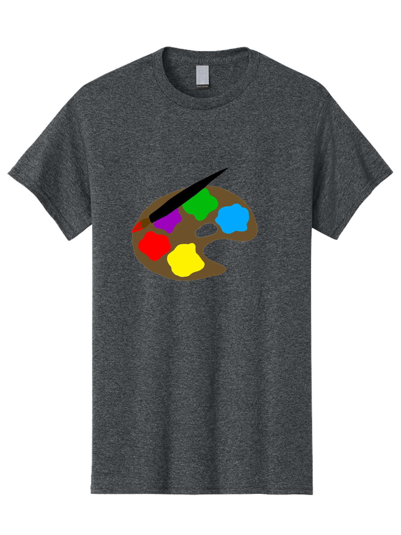 Paint-Palette Men'S Graphic Tee, 100% Cotton, Comfortable Casual Summer Wear, Machine Washable, Artist'S Palette, Painting Supplies, Colorful Paints, Artistic Tools, Creative Expression, Vibrant Colors, Red, Yellow, Blue, Green, Purple - Aaa107 13