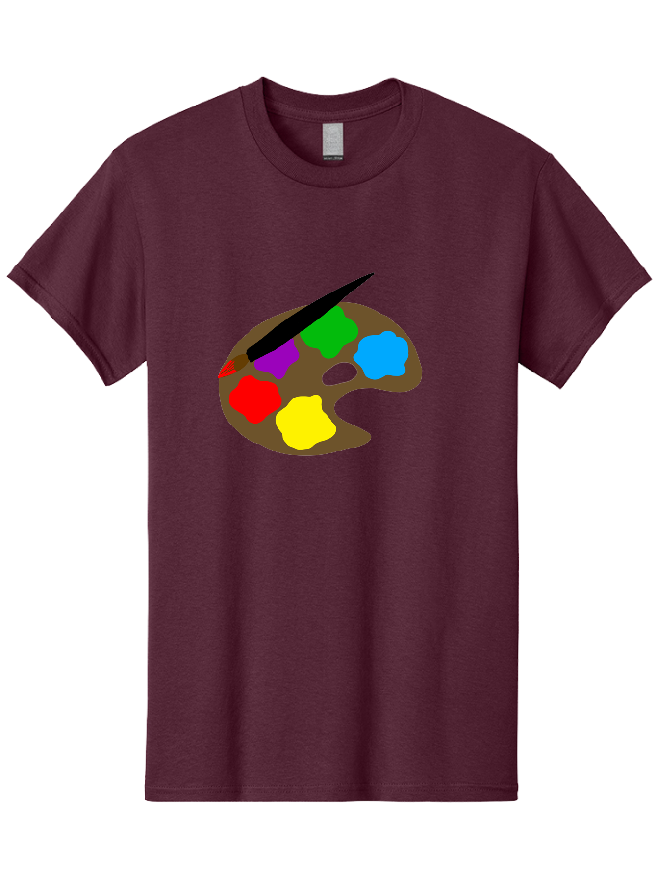 Paint-Palette Men'S Graphic Tee, 100% Cotton, Comfortable Casual Summer Wear, Machine Washable, Artist'S Palette, Painting Supplies, Colorful Paints, Artistic Tools, Creative Expression, Vibrant Colors, Red, Yellow, Blue, Green, Purple - Aaa107 25