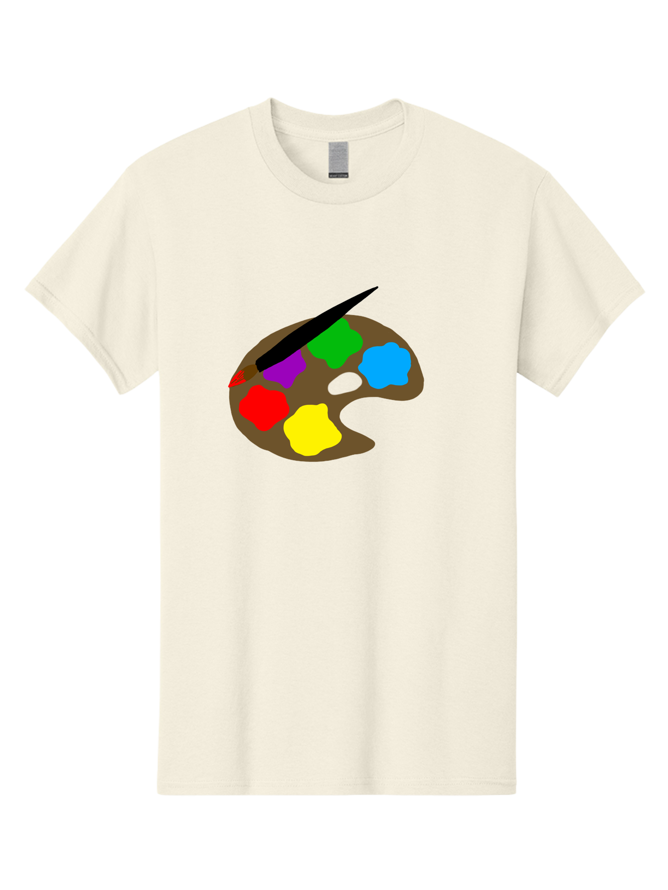 Paint-Palette Men'S Graphic Tee, 100% Cotton, Comfortable Casual Summer Wear, Machine Washable, Artist'S Palette, Painting Supplies, Colorful Paints, Artistic Tools, Creative Expression, Vibrant Colors, Red, Yellow, Blue, Green, Purple - Aaa107 7
