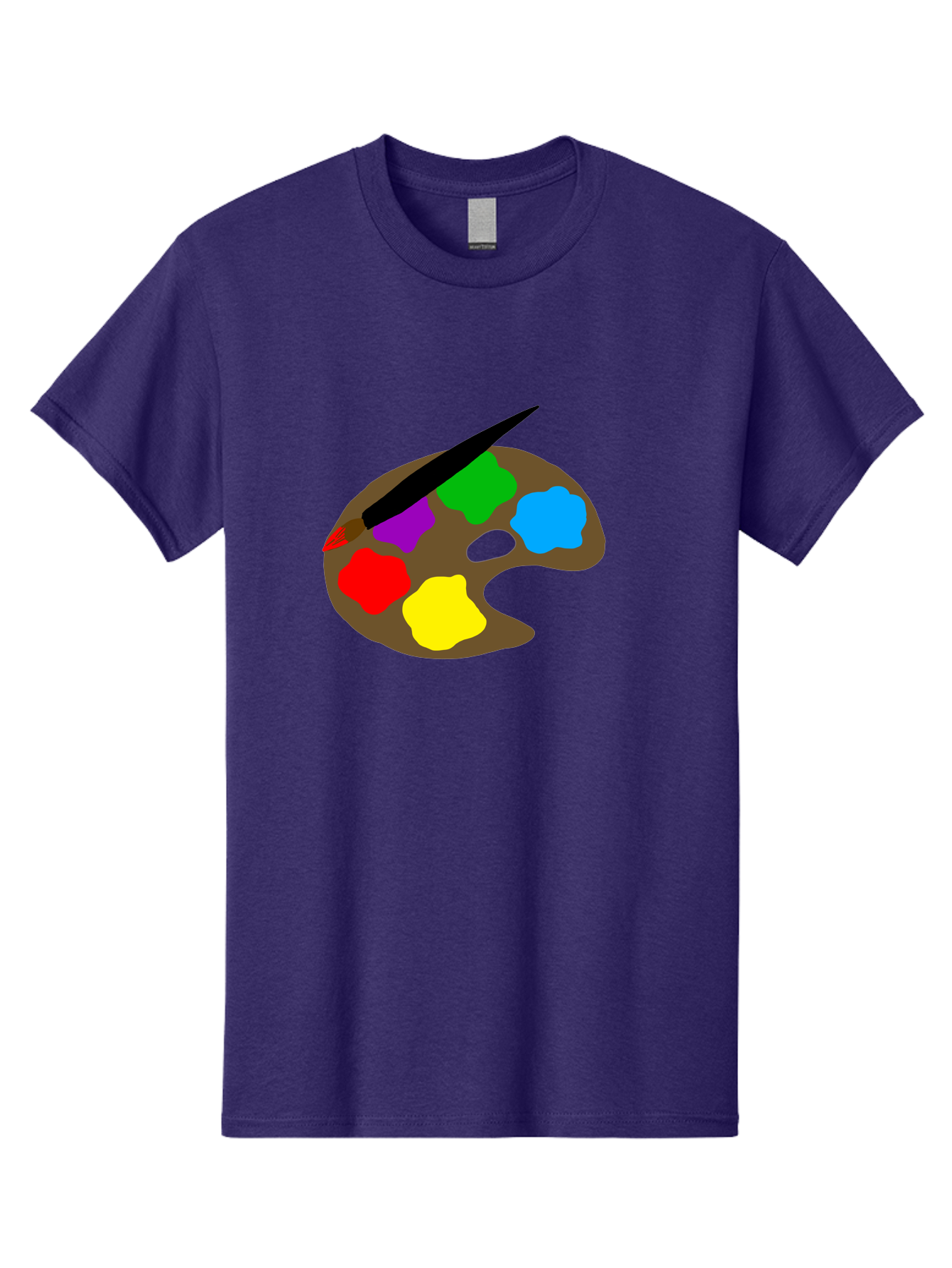 Paint-Palette Men'S Graphic Tee, 100% Cotton, Comfortable Casual Summer Wear, Machine Washable, Artist'S Palette, Painting Supplies, Colorful Paints, Artistic Tools, Creative Expression, Vibrant Colors, Red, Yellow, Blue, Green, Purple - Aaa107 23