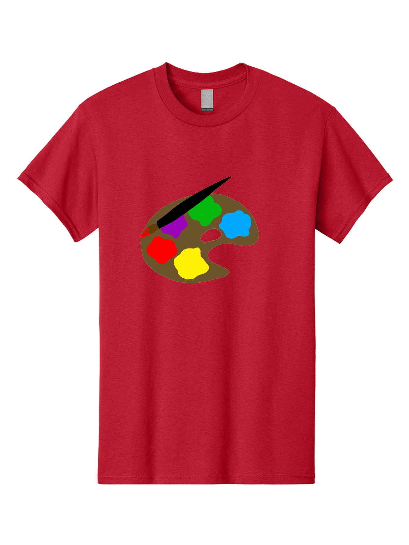 Paint-Palette Men'S Graphic Tee, 100% Cotton, Comfortable Casual Summer Wear, Machine Washable, Artist'S Palette, Painting Supplies, Colorful Paints, Artistic Tools, Creative Expression, Vibrant Colors, Red, Yellow, Blue, Green, Purple - Aaa107 19