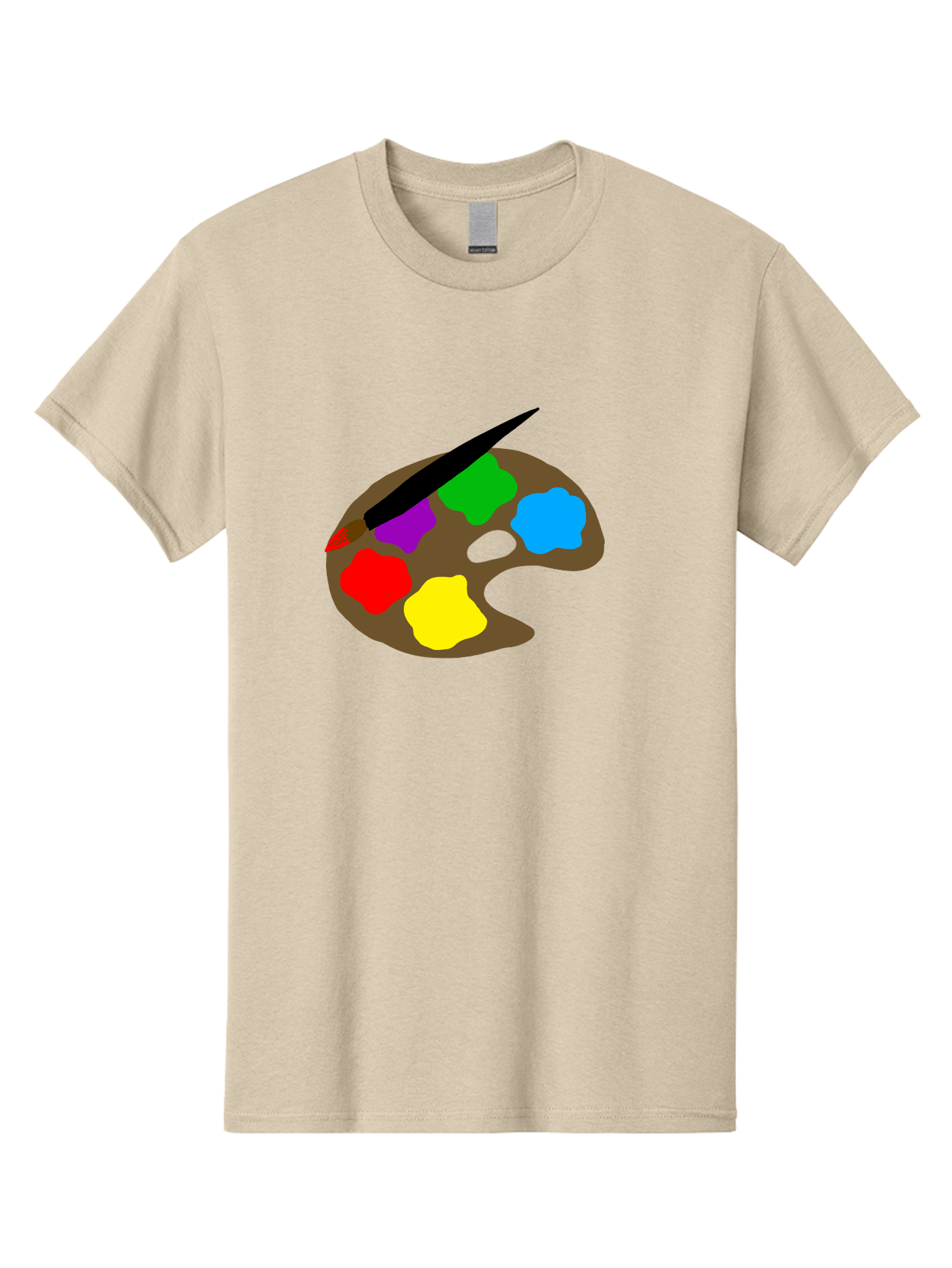 Paint-Palette Men'S Graphic Tee, 100% Cotton, Comfortable Casual Summer Wear, Machine Washable, Artist'S Palette, Painting Supplies, Colorful Paints, Artistic Tools, Creative Expression, Vibrant Colors, Red, Yellow, Blue, Green, Purple - Aaa107 3