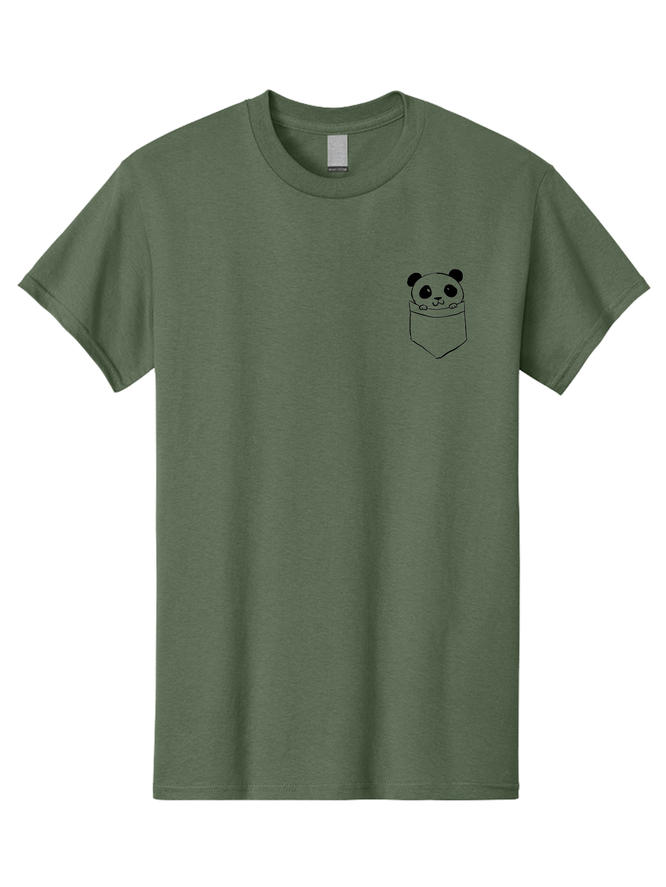 Panda-In-Pocket Men'S Graphic Tee, 100% Cotton, Comfortable Casual Summer Wear, Machine Washable, Cartoon Panda, Kawaii Animal, Pocket Friend, Cute Design, Minimalist Art, Adorable Character, Simple Illustration, Black Outline, Panda Bear - Aaa108 25