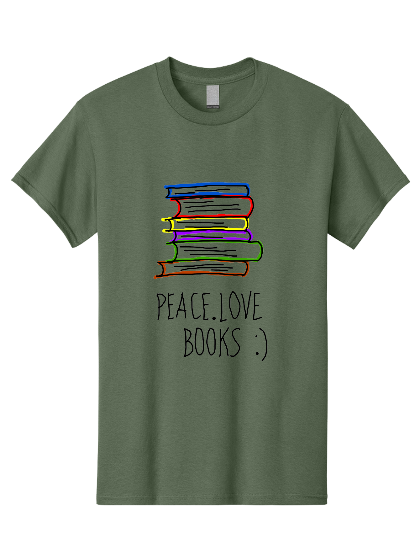 Peace-Love-Books Men'S Graphic Tee, 100% Cotton, Comfortable Casual Summer Wear, Machine Washable, Stack Of Books, Love For Reading, Peaceful Atmosphere, Inspirational Quote, Book Lovers, Reading Culture, Inspirational Message, - Aaa109 5
