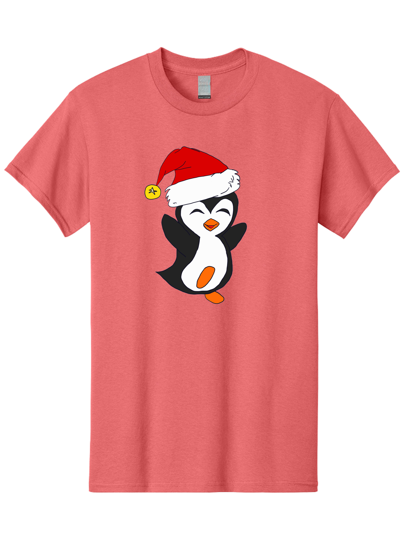 Penguin-With-Santa-Hat Men'S Graphic Tee, 100% Cotton, Comfortable Casual Summer Wear, Machine Washable, Cartoon Penguin, Santa Hat, Christmas Character, Festive Holiday, Cartoon Illustration, Winter Wonderland, Cute Animal, - Aaa110 19