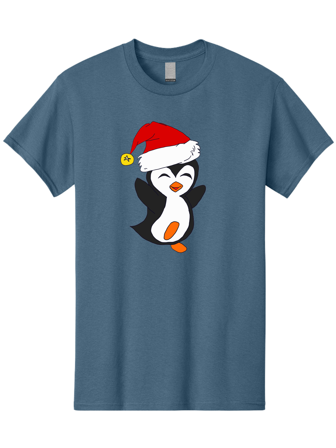 Penguin-With-Santa-Hat Men'S Graphic Tee, 100% Cotton, Comfortable Casual Summer Wear, Machine Washable, Cartoon Penguin, Santa Hat, Christmas Character, Festive Holiday, Cartoon Illustration, Winter Wonderland, Cute Animal, - Aaa110 27
