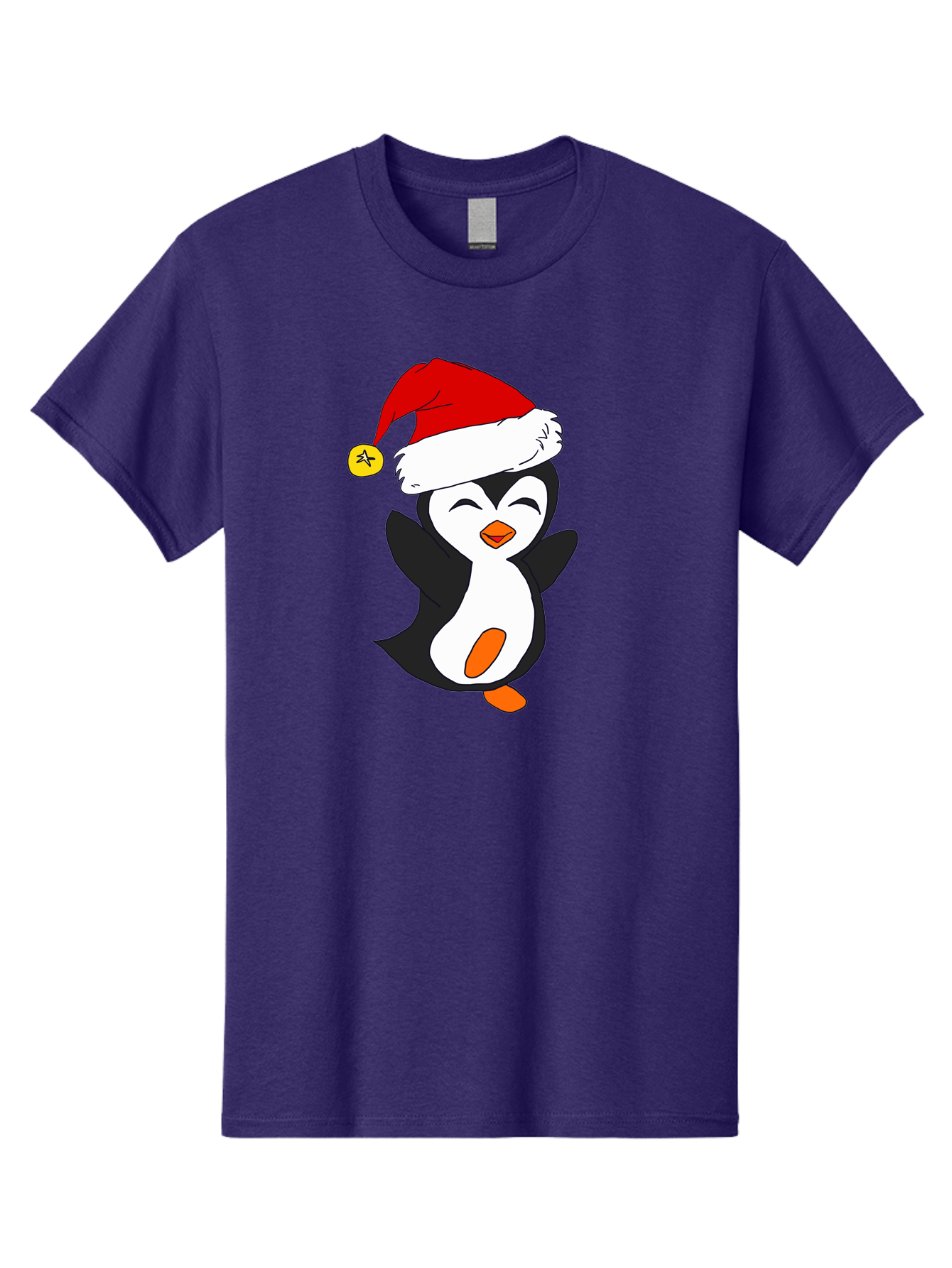 Penguin-With-Santa-Hat Men'S Graphic Tee, 100% Cotton, Comfortable Casual Summer Wear, Machine Washable, Cartoon Penguin, Santa Hat, Christmas Character, Festive Holiday, Cartoon Illustration, Winter Wonderland, Cute Animal, - Aaa110 17