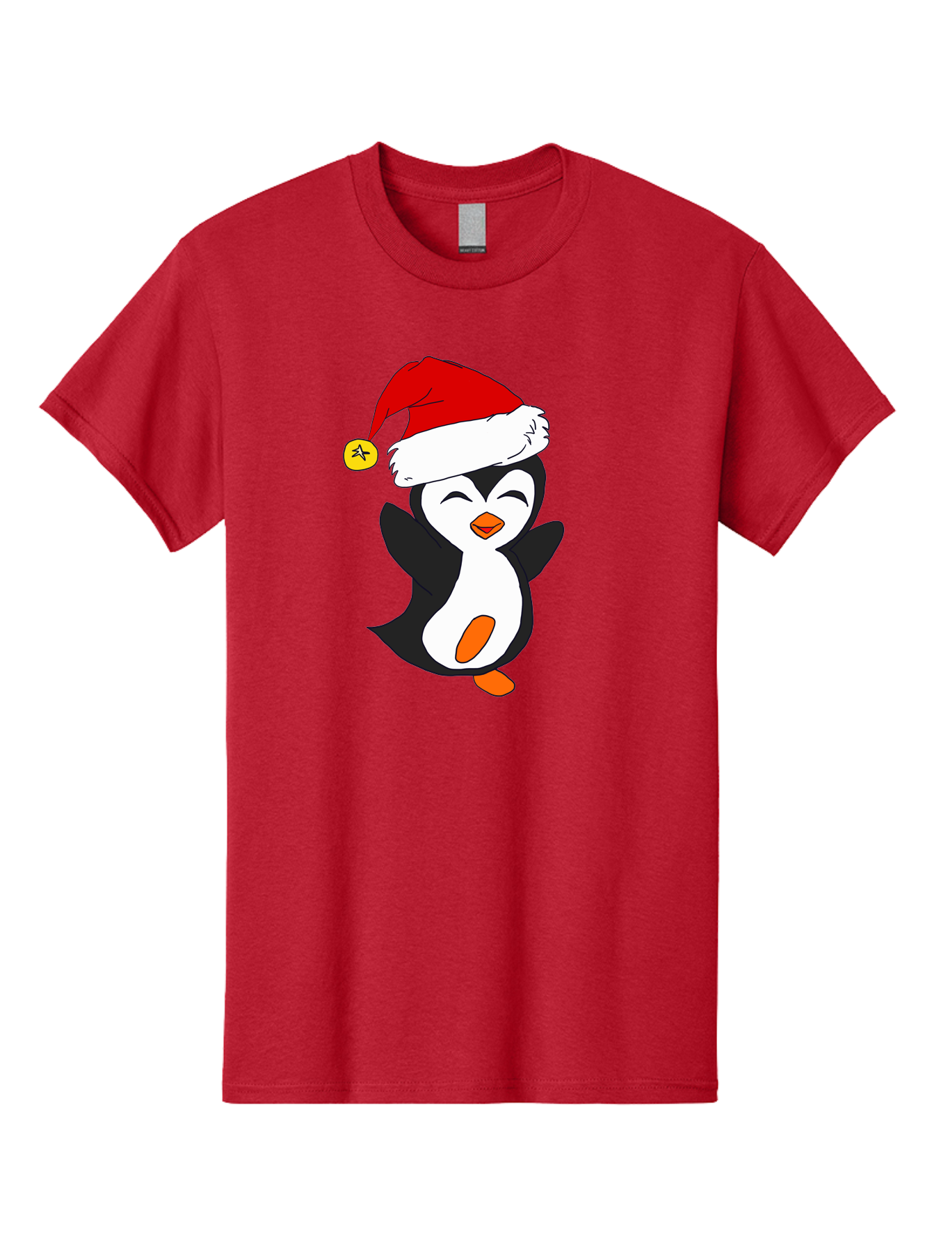 Penguin-With-Santa-Hat Men'S Graphic Tee, 100% Cotton, Comfortable Casual Summer Wear, Machine Washable, Cartoon Penguin, Santa Hat, Christmas Character, Festive Holiday, Cartoon Illustration, Winter Wonderland, Cute Animal, - Aaa110 7