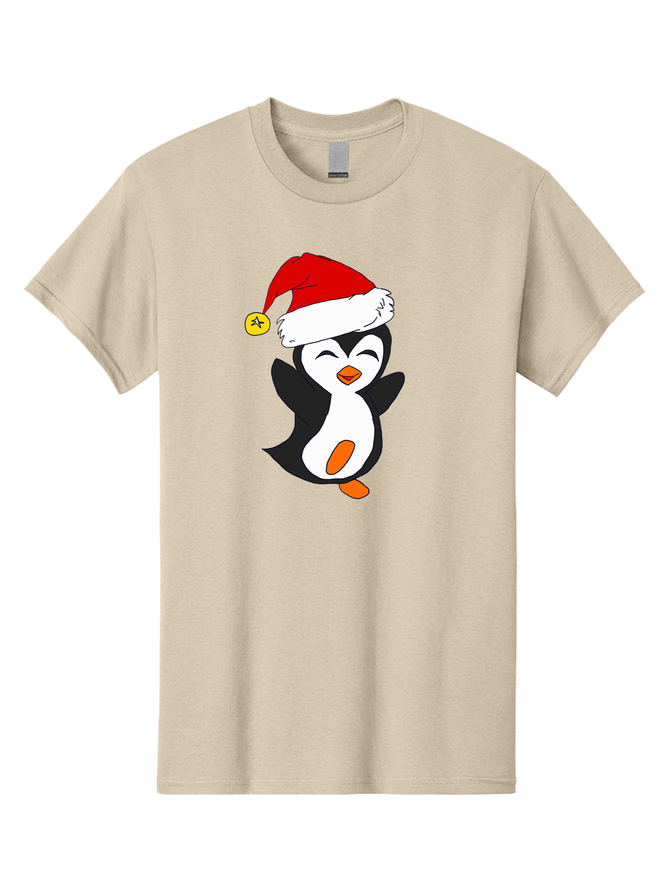 Penguin-With-Santa-Hat Men'S Graphic Tee, 100% Cotton, Comfortable Casual Summer Wear, Machine Washable, Cartoon Penguin, Santa Hat, Christmas Character, Festive Holiday, Cartoon Illustration, Winter Wonderland, Cute Animal, - Aaa110 15