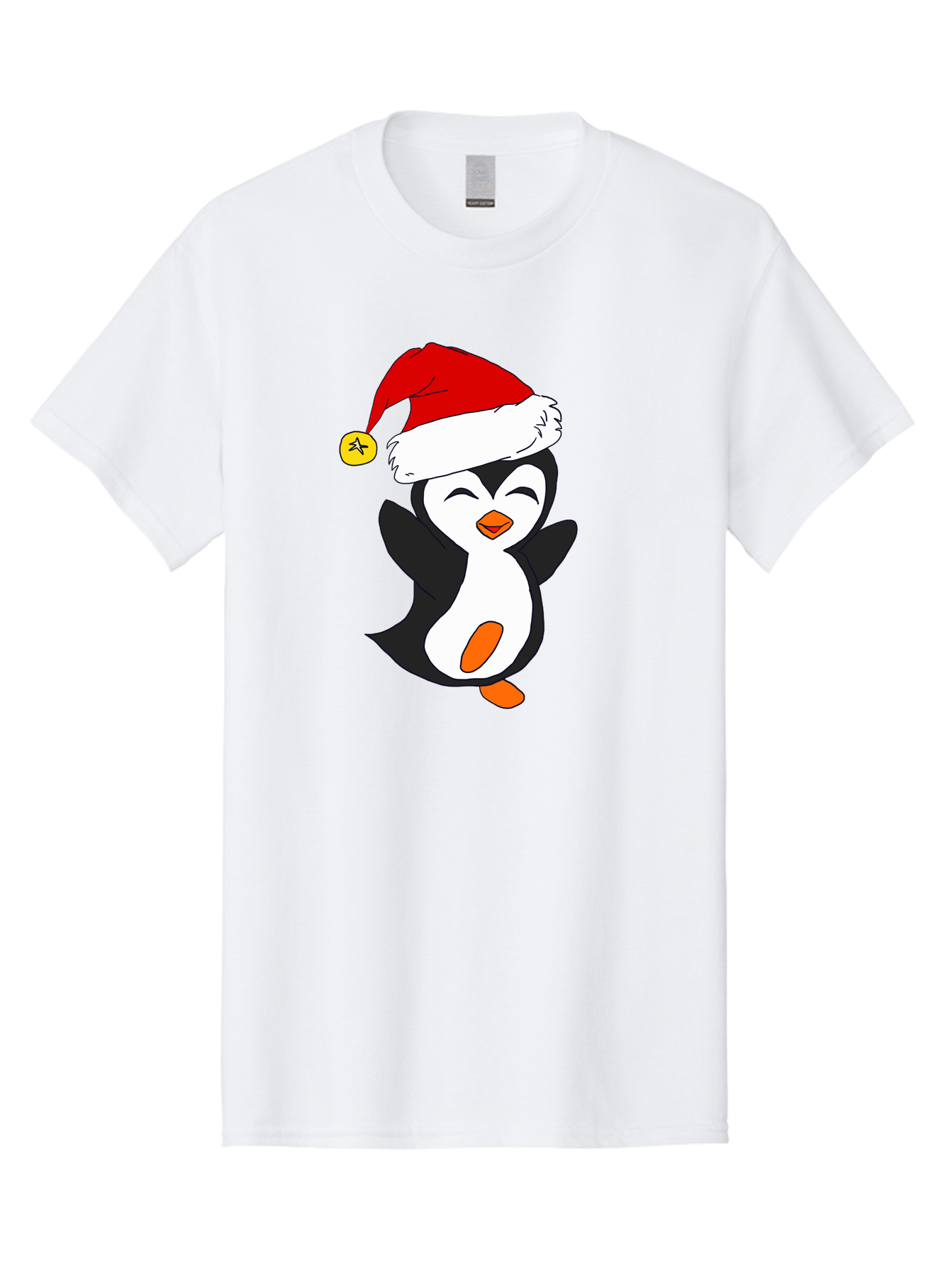 Penguin-With-Santa-Hat Men'S Graphic Tee, 100% Cotton, Comfortable Casual Summer Wear, Machine Washable, Cartoon Penguin, Santa Hat, Christmas Character, Festive Holiday, Cartoon Illustration, Winter Wonderland, Cute Animal, - Aaa110 29