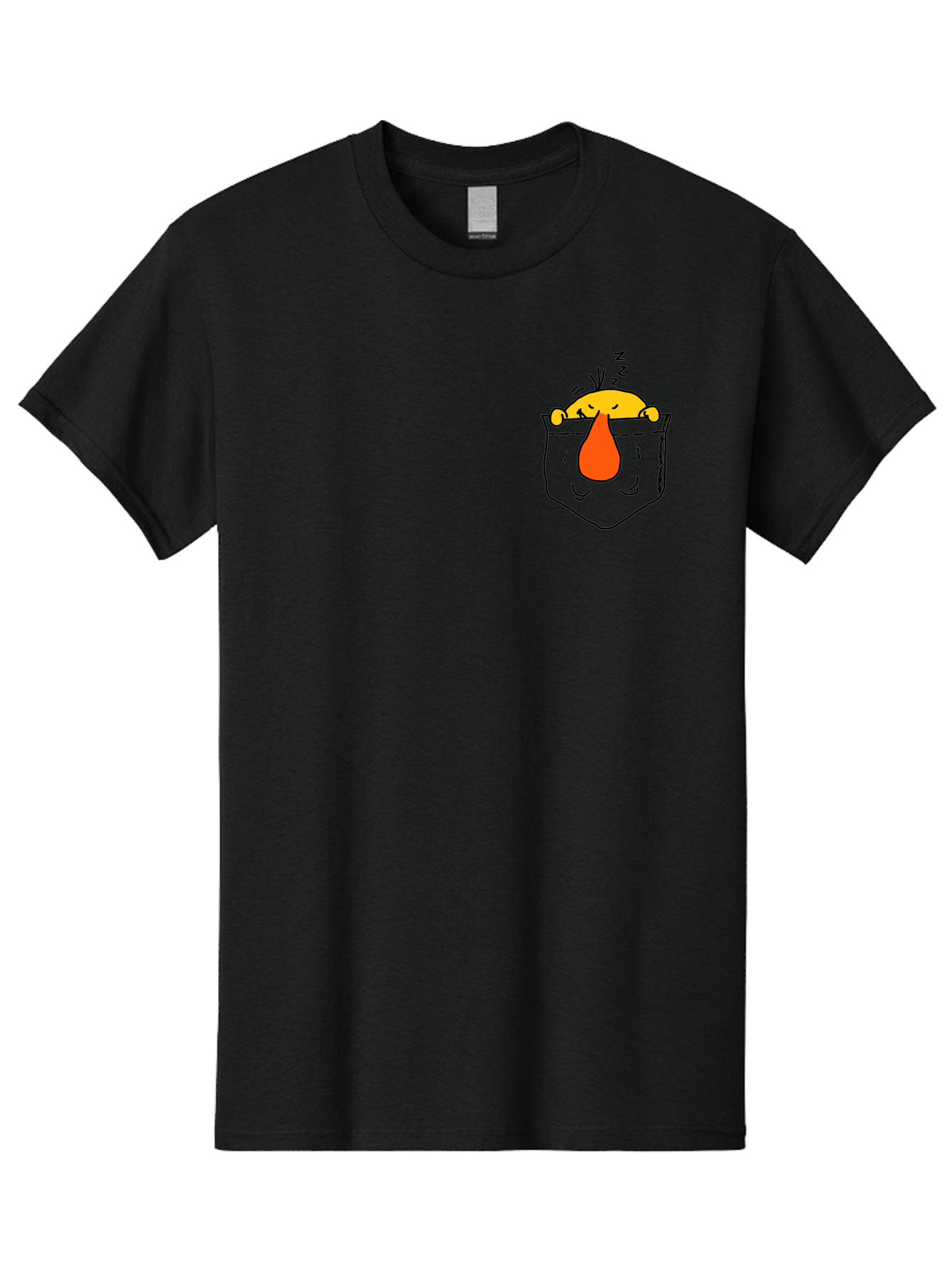 Pocket-Chicken Men'S Graphic Tee, 100% Cotton, Comfortable Casual Summer Wear, Machine Washable, Cartoon Chicken, Crying Face, Pocket Illustration, Orange Teardrop, Emotional Expression, Simple Doodle, Quirky Design, Funny Character - Aaa114 13