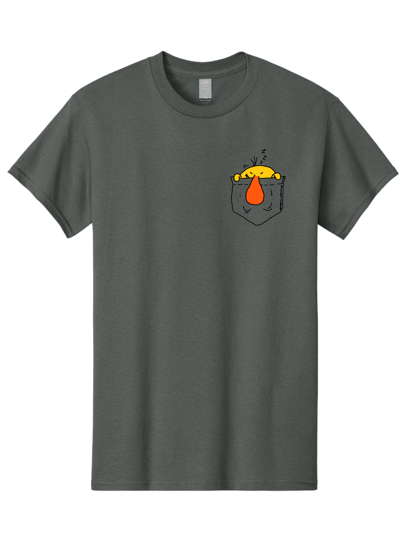 Pocket-Chicken Men'S Graphic Tee, 100% Cotton, Comfortable Casual Summer Wear, Machine Washable, Cartoon Chicken, Crying Face, Pocket Illustration, Orange Teardrop, Emotional Expression, Simple Doodle, Quirky Design, Funny Character - Aaa114 17